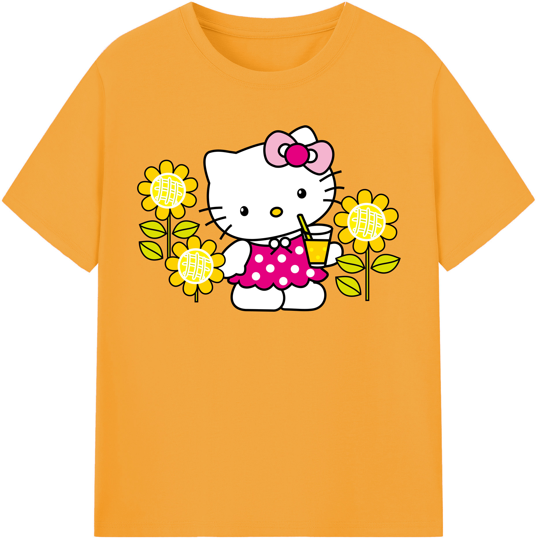 （画像用） Hello Kitty ハローキティ レディースカジュアルプリントTシャツ（綿100％）