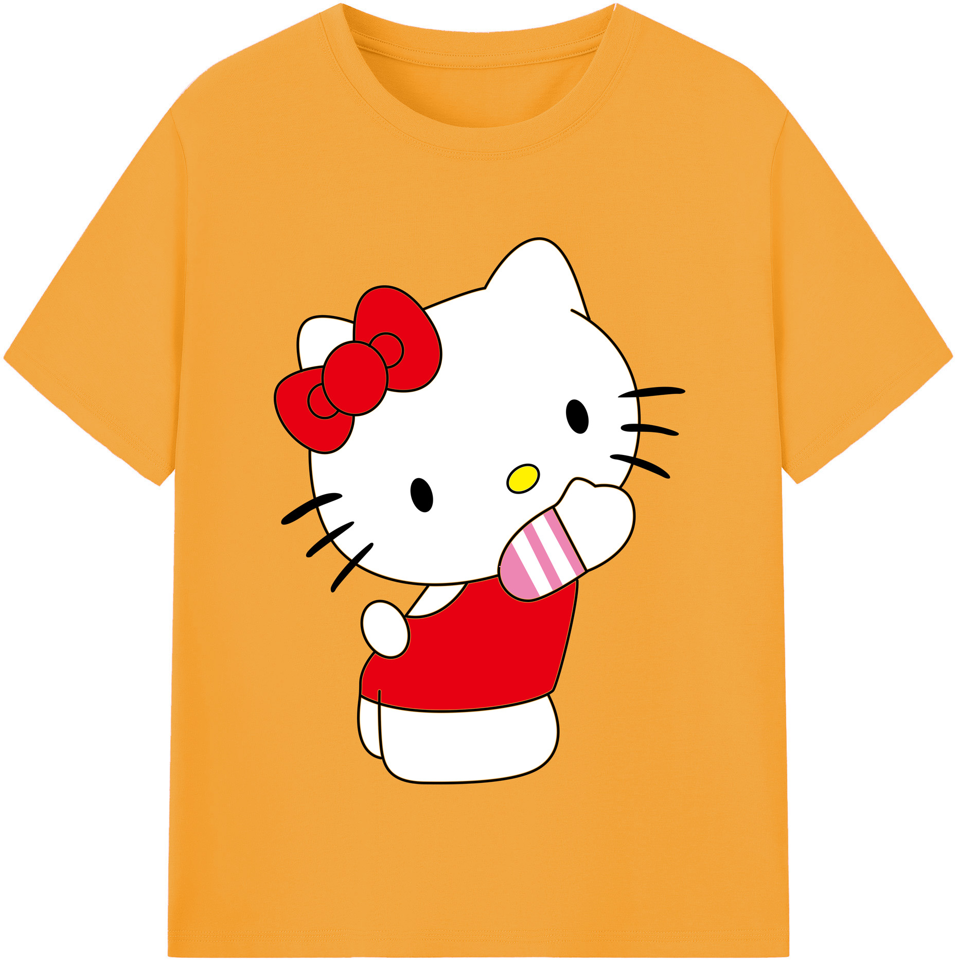 （画像用） Hello Kitty ハローキティ レディースカジュアルプリントTシャツ（綿100％）