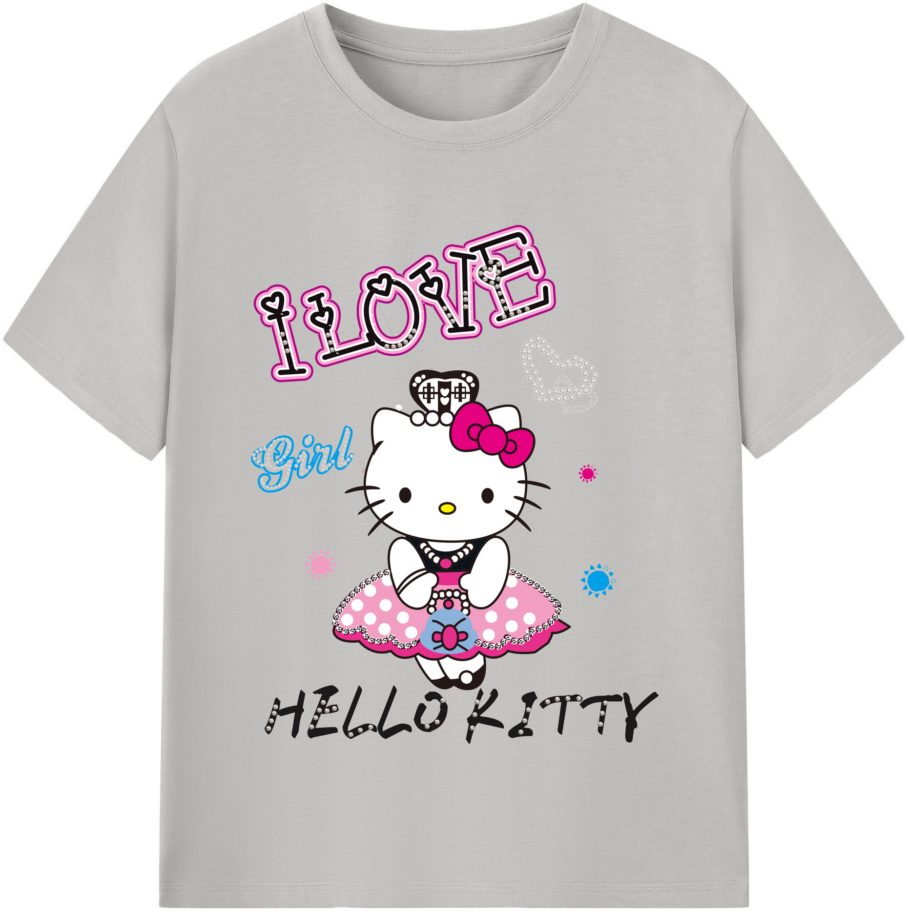 （画像用） Hello Kitty ハローキティ レディースカジュアルプリントTシャツ（綿100％）