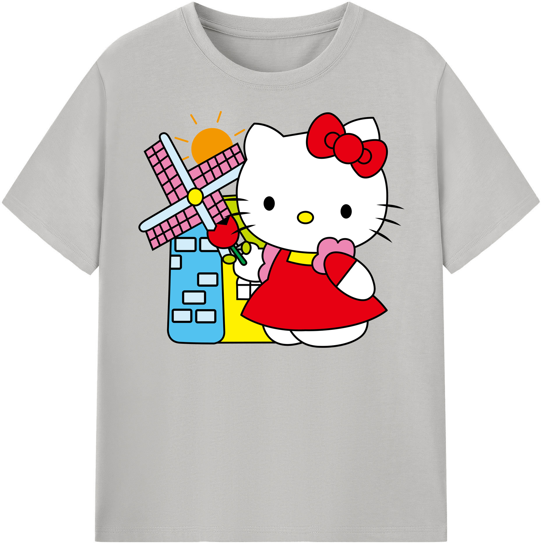 （画像用） Hello Kitty ハローキティ レディースカジュアルプリントTシャツ（綿100％）