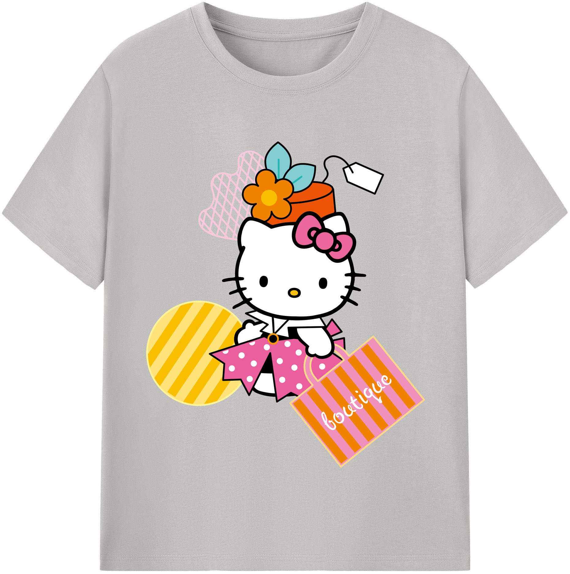 （画像用） Hello Kitty ハローキティ レディースカジュアルプリントTシャツ（綿100％）