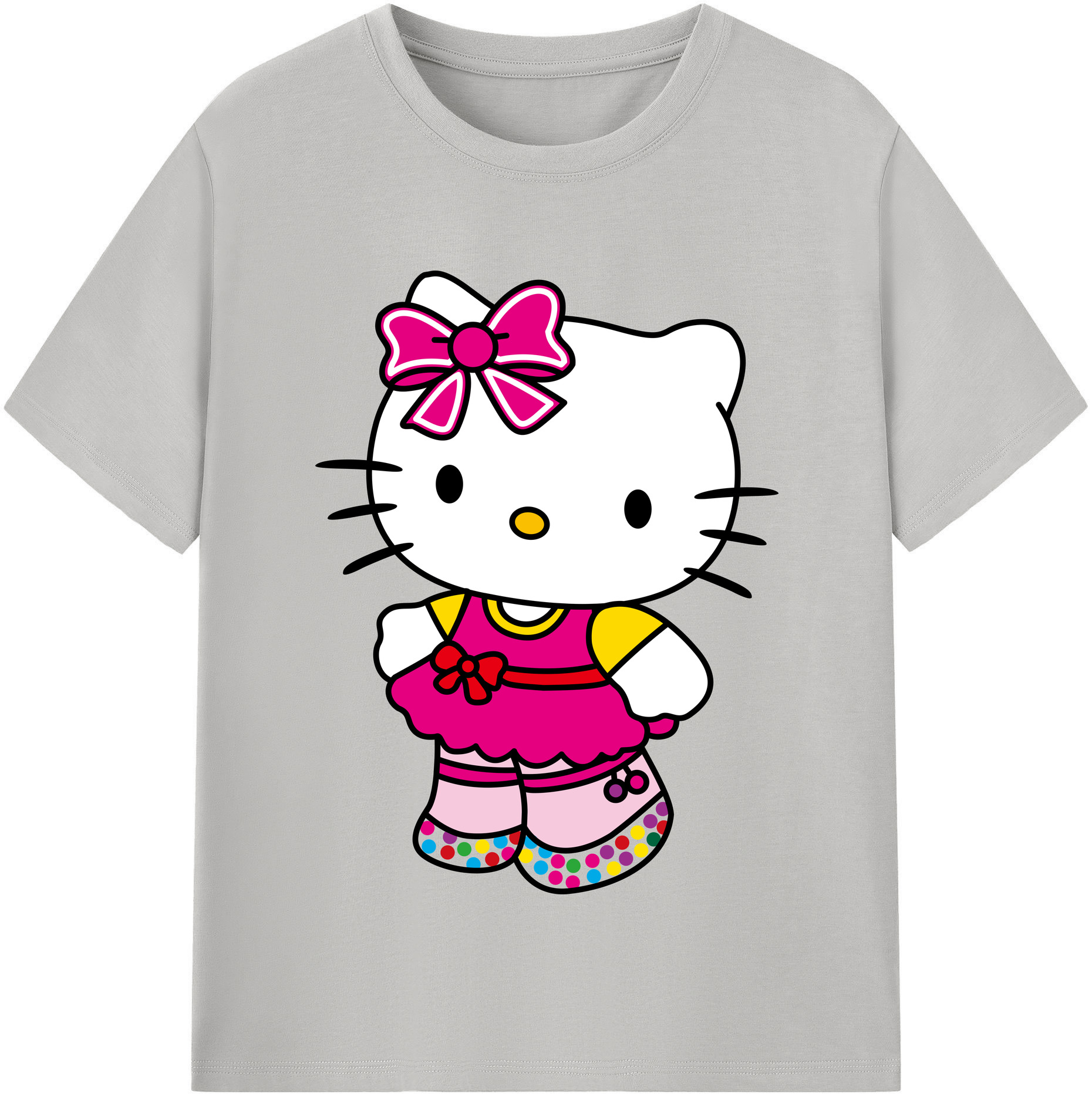 （画像用） Hello Kitty ハローキティ レディースカジュアルプリントTシャツ（綿100％）