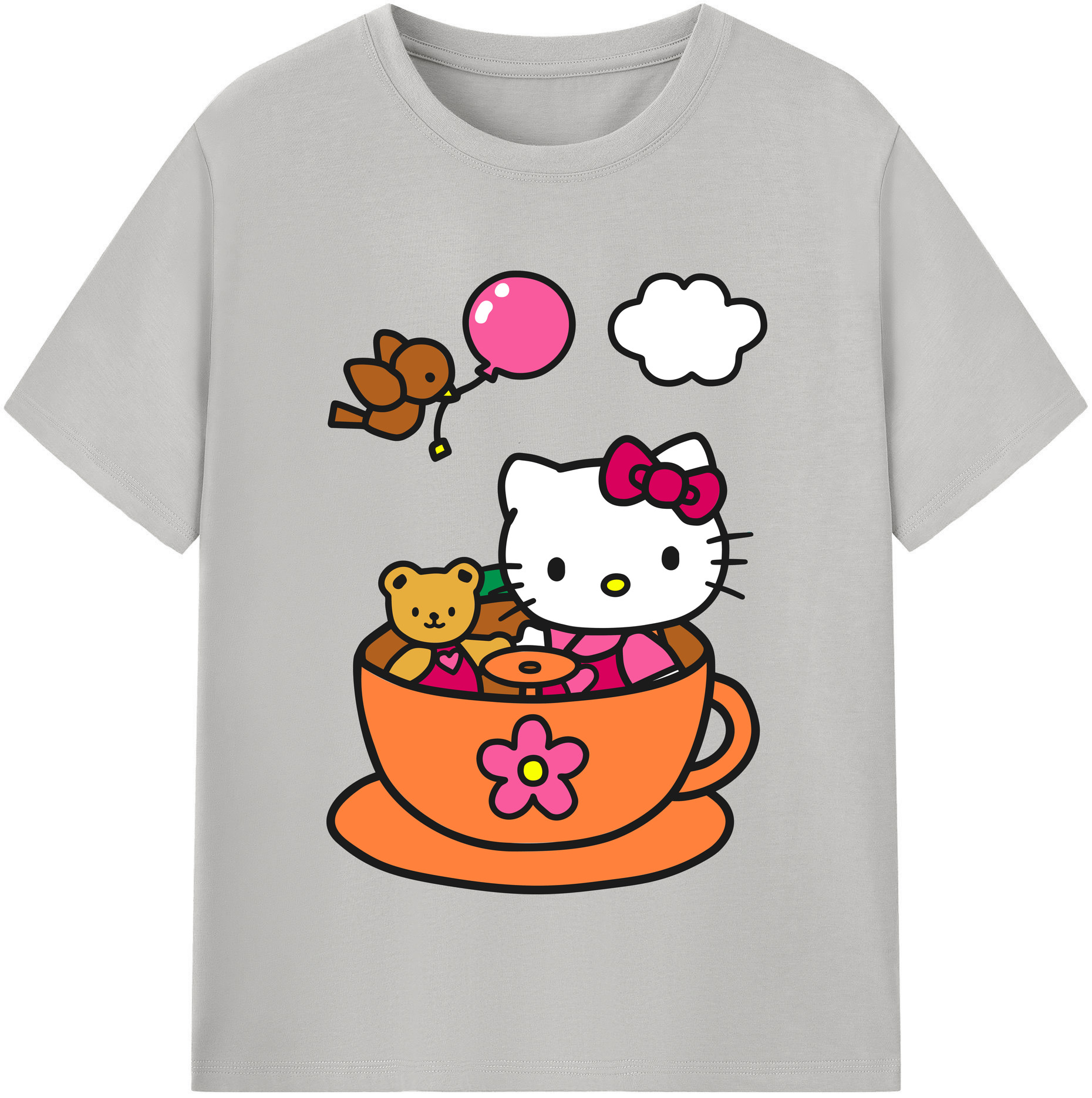 （画像用） Hello Kitty ハローキティ レディースカジュアルプリントTシャツ（綿100％）