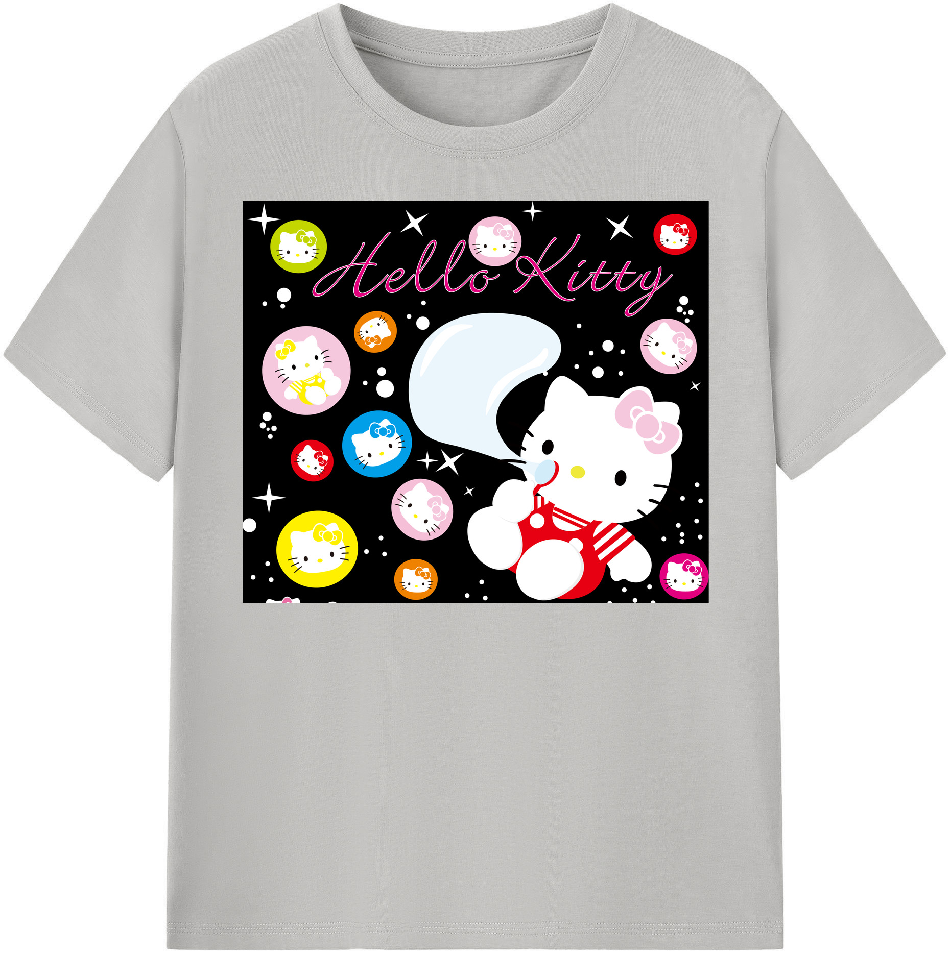 （画像用） Hello Kitty ハローキティ レディースカジュアルプリントTシャツ（綿100％）
