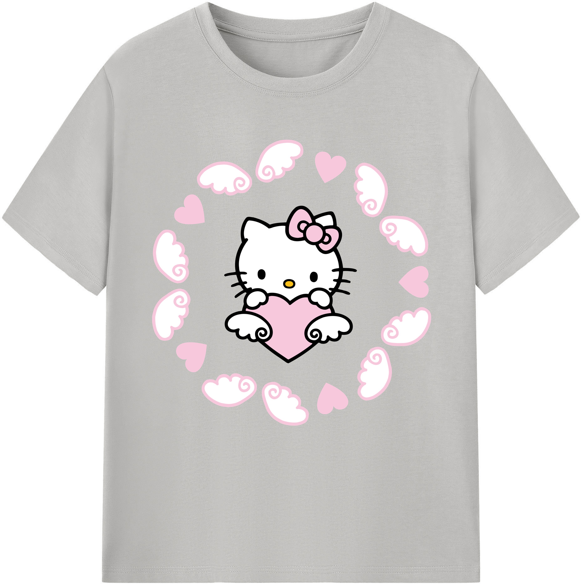 （画像用） Hello Kitty ハローキティ レディースカジュアルプリントTシャツ（綿100％）