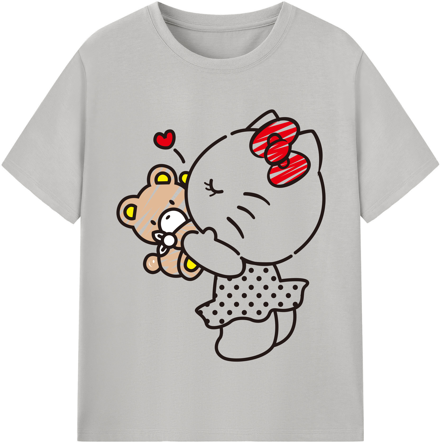 （画像用） Hello Kitty ハローキティ レディースカジュアルプリントTシャツ（綿100％）