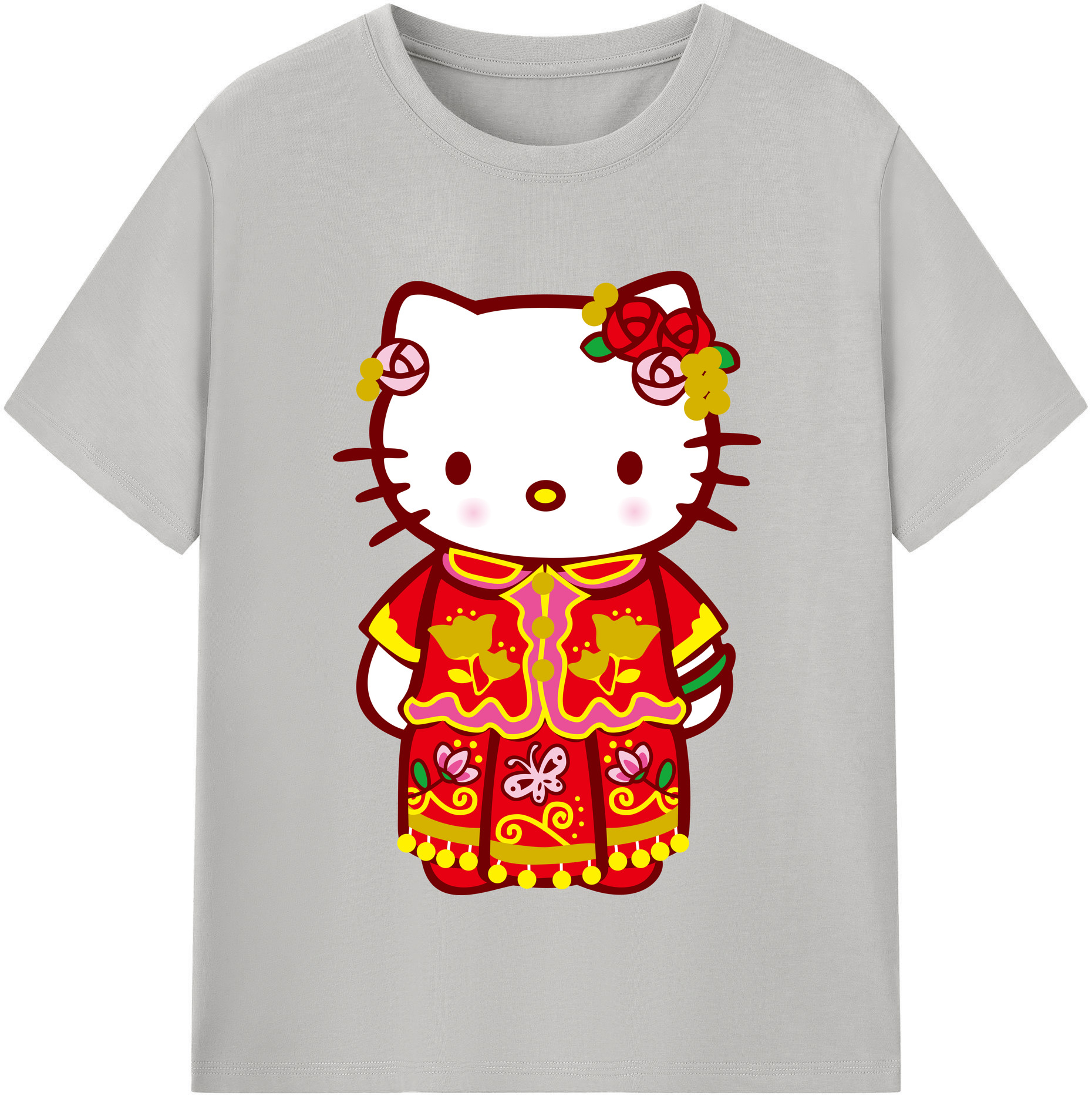 （画像用） Hello Kitty ハローキティ レディースカジュアルプリントTシャツ（綿100％）