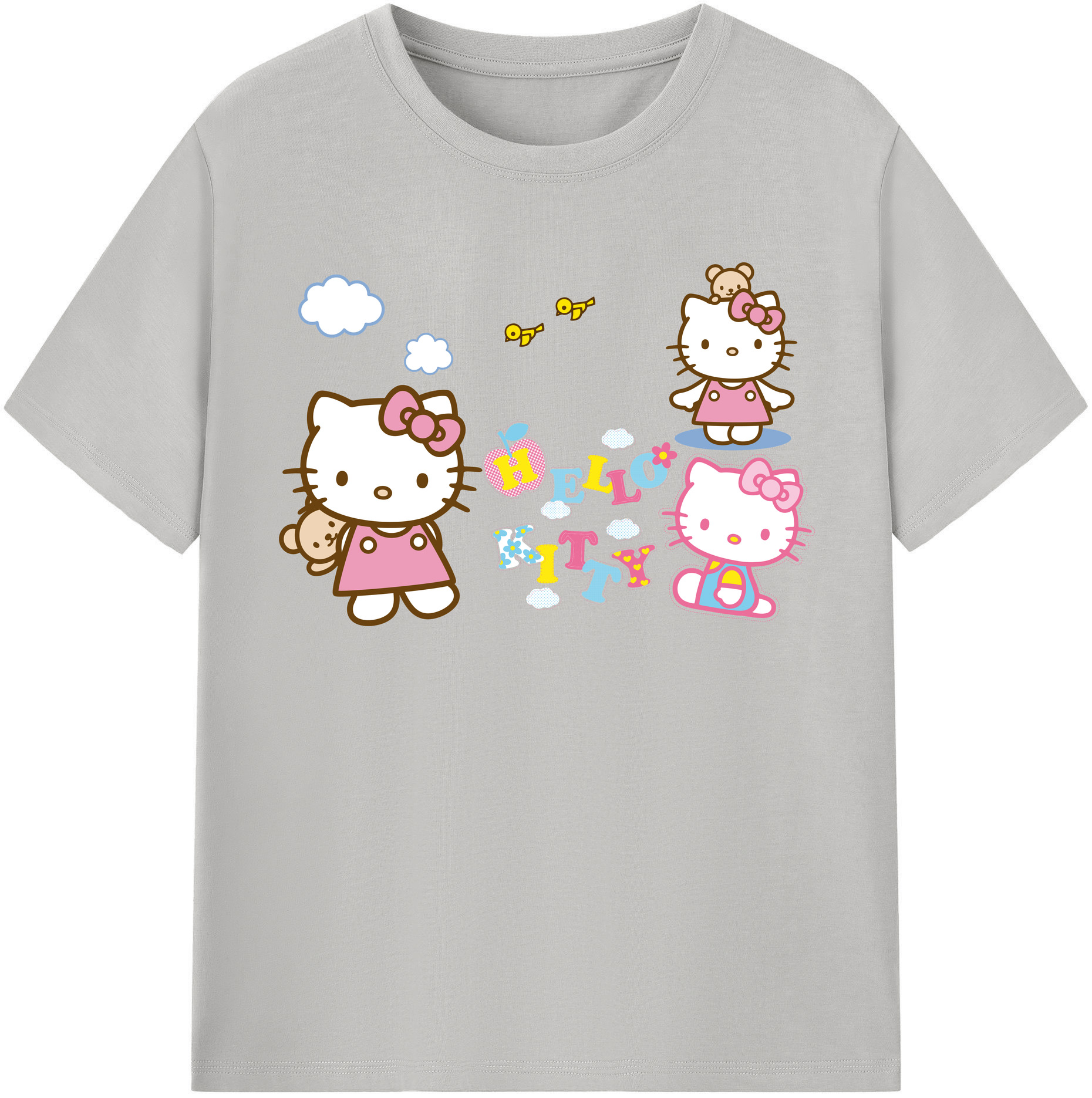 （画像用） Hello Kitty ハローキティ レディースカジュアルプリントTシャツ（綿100％）