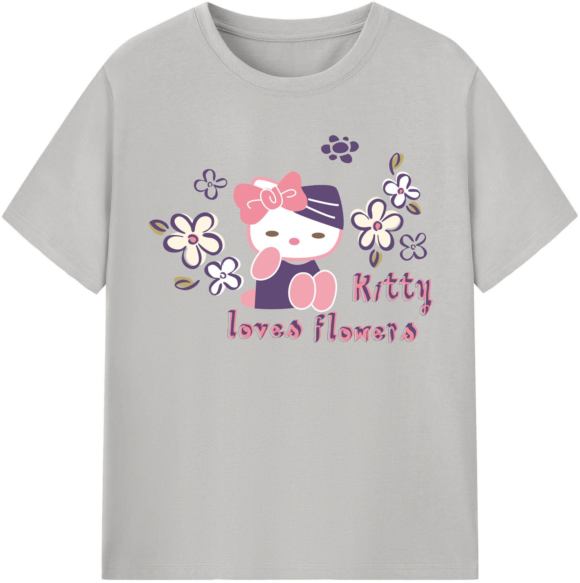 （画像用） Hello Kitty ハローキティ レディースカジュアルプリントTシャツ（綿100％）
