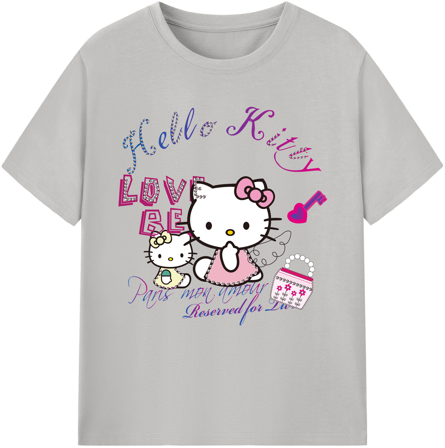 （画像用） Hello Kitty ハローキティ レディースカジュアルプリントTシャツ（綿100％）