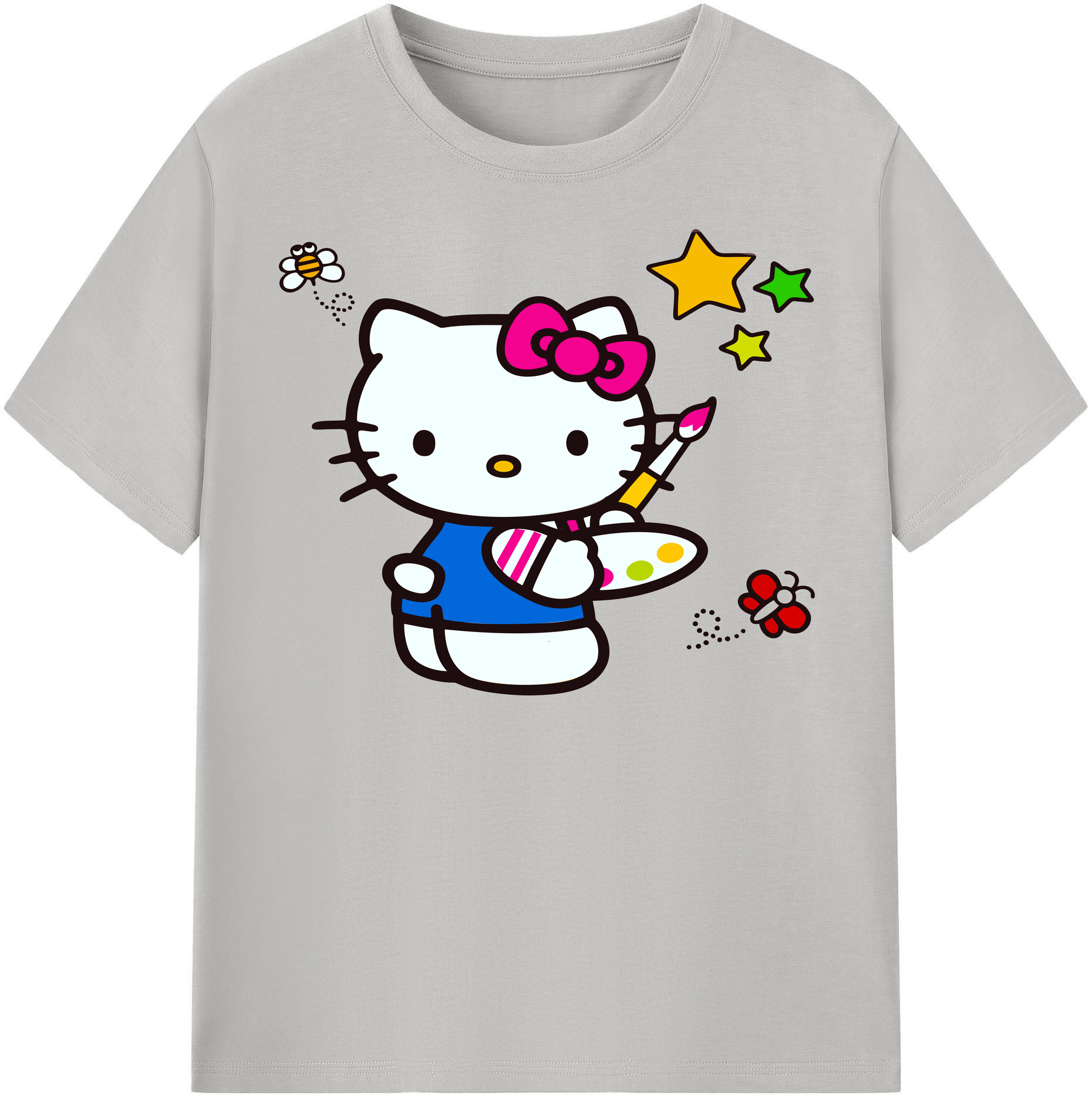 （画像用） Hello Kitty ハローキティ レディースカジュアルプリントTシャツ（綿100％）