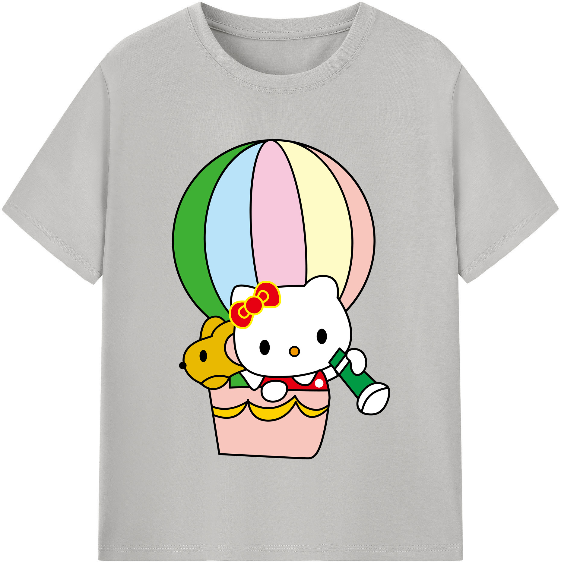 （画像用） Hello Kitty ハローキティ レディースカジュアルプリントTシャツ（綿100％）
