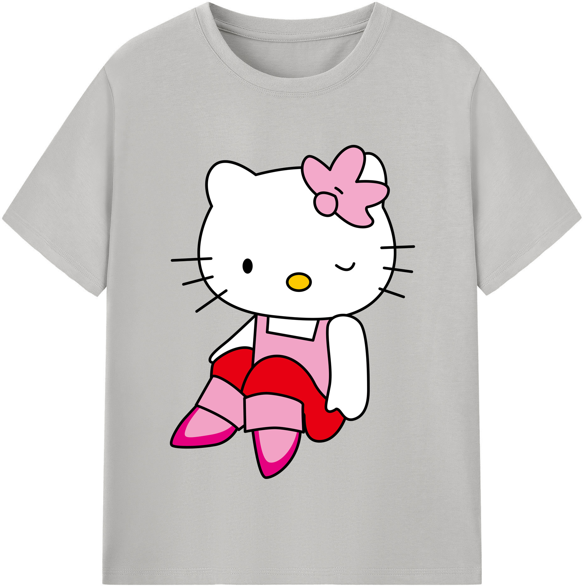 （画像用） Hello Kitty ハローキティ レディースカジュアルプリントTシャツ（綿100％）