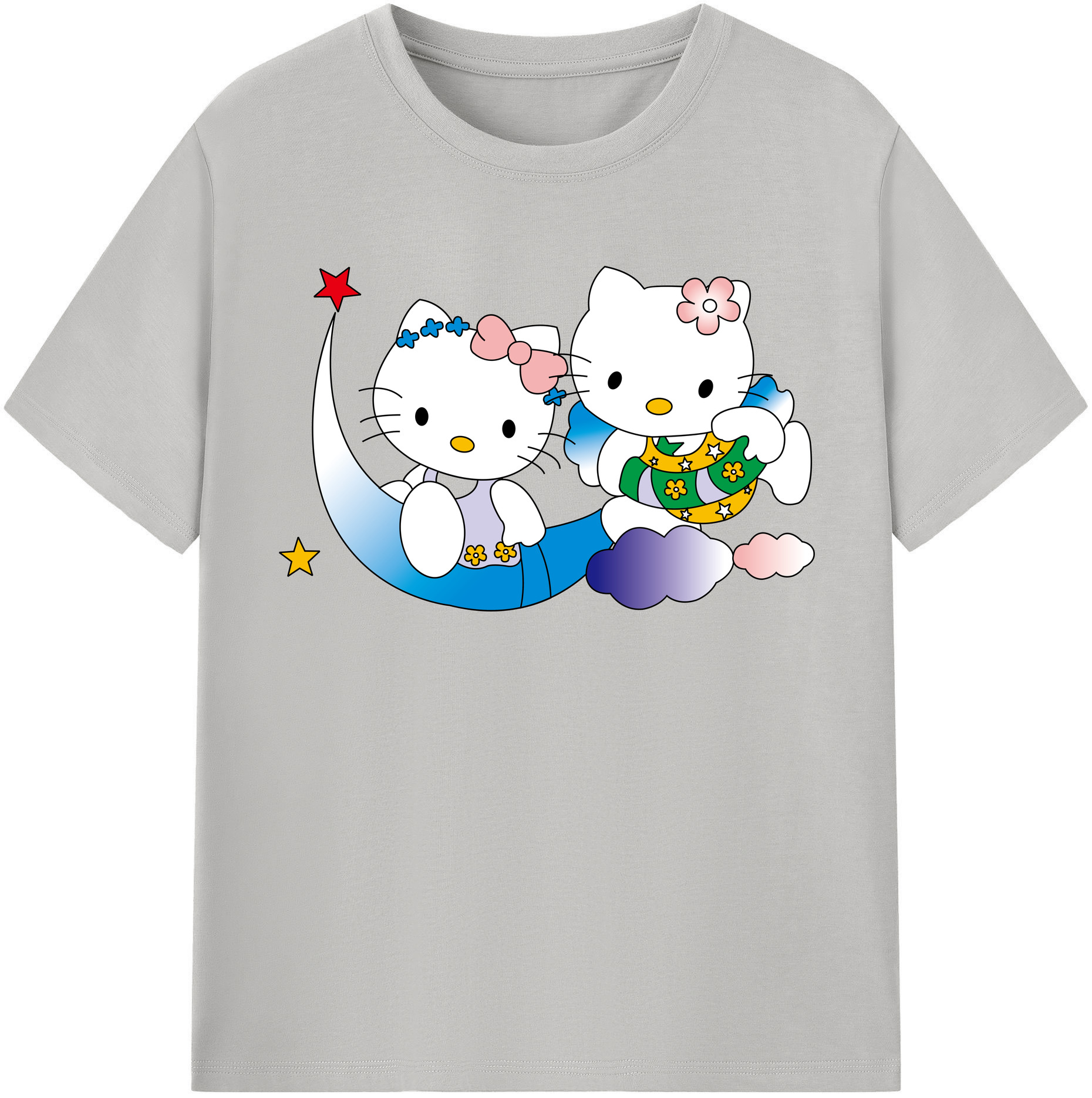 （画像用） Hello Kitty ハローキティ レディースカジュアルプリントTシャツ（綿100％）