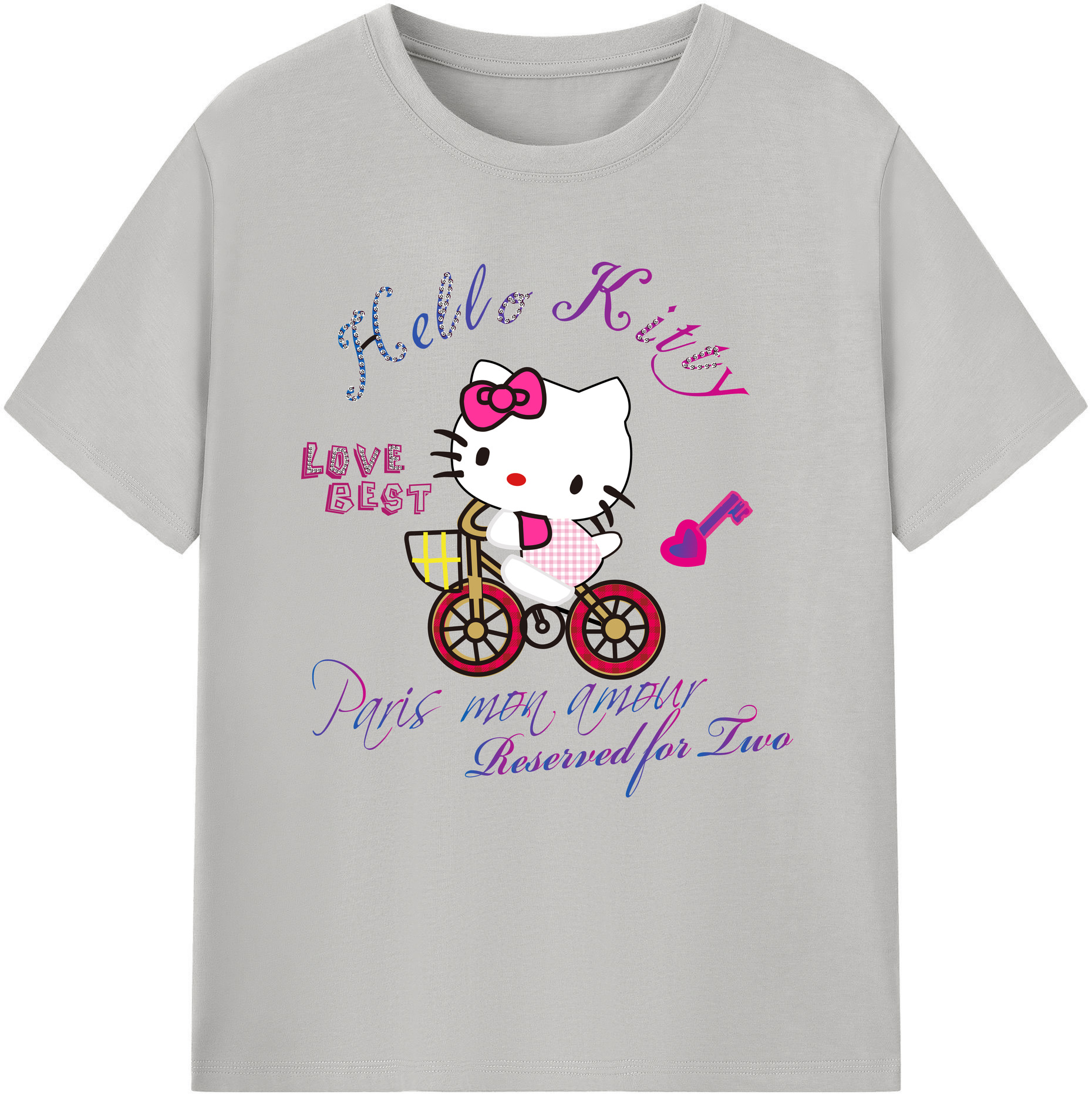 （画像用） Hello Kitty ハローキティ レディースカジュアルプリントTシャツ（綿100％）