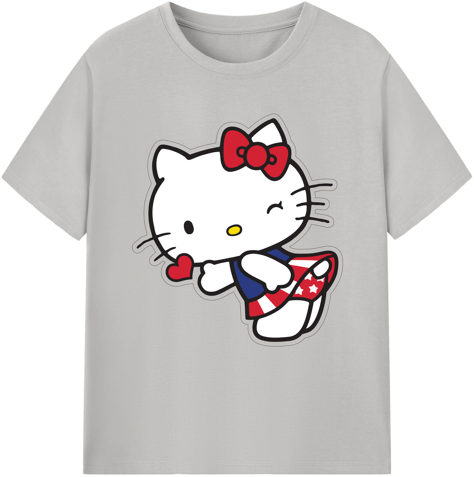（画像用） Hello Kitty ハローキティ レディースカジュアルプリントTシャツ（綿100％）