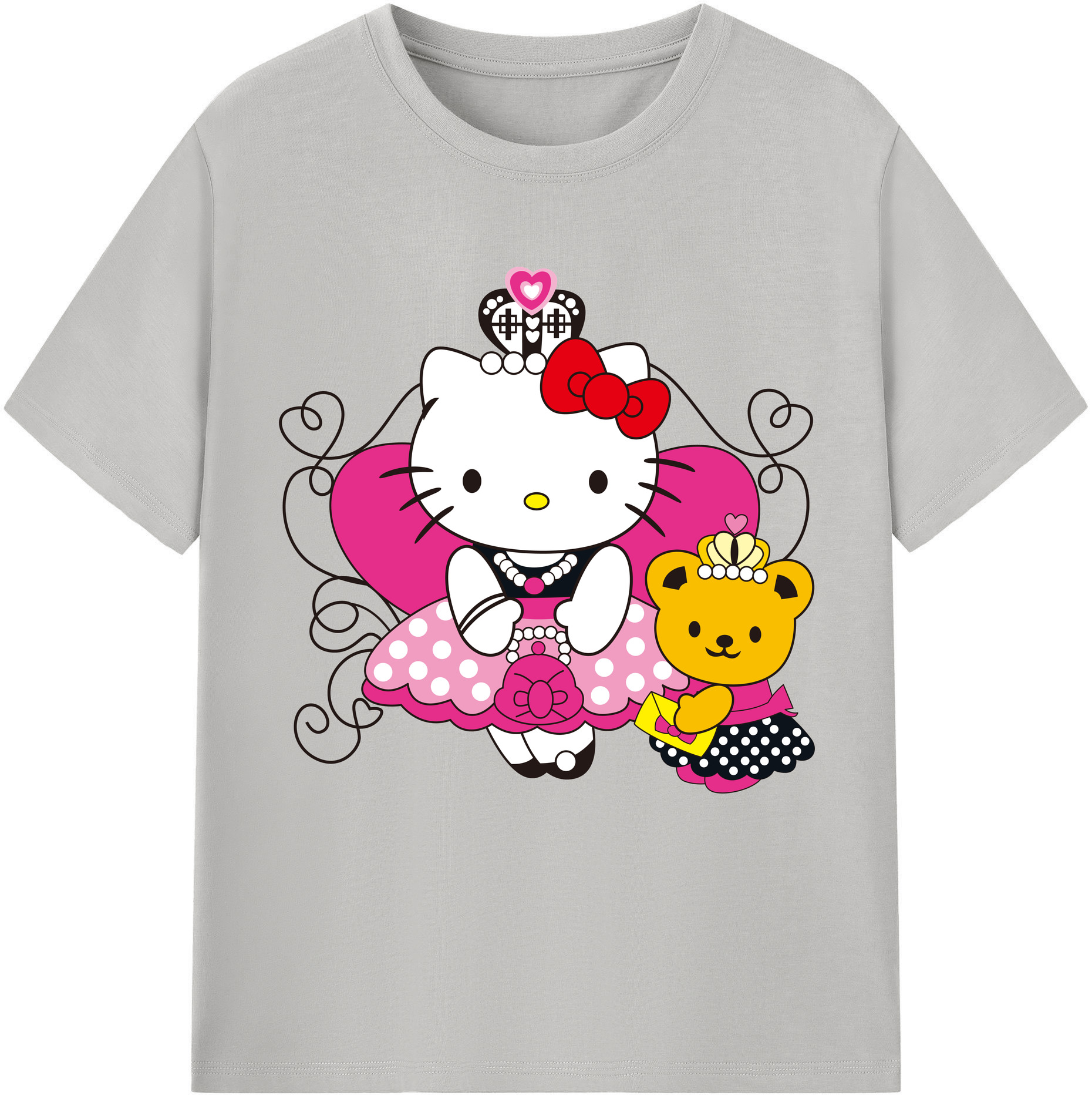 （画像用） Hello Kitty ハローキティ レディースカジュアルプリントTシャツ（綿100％）