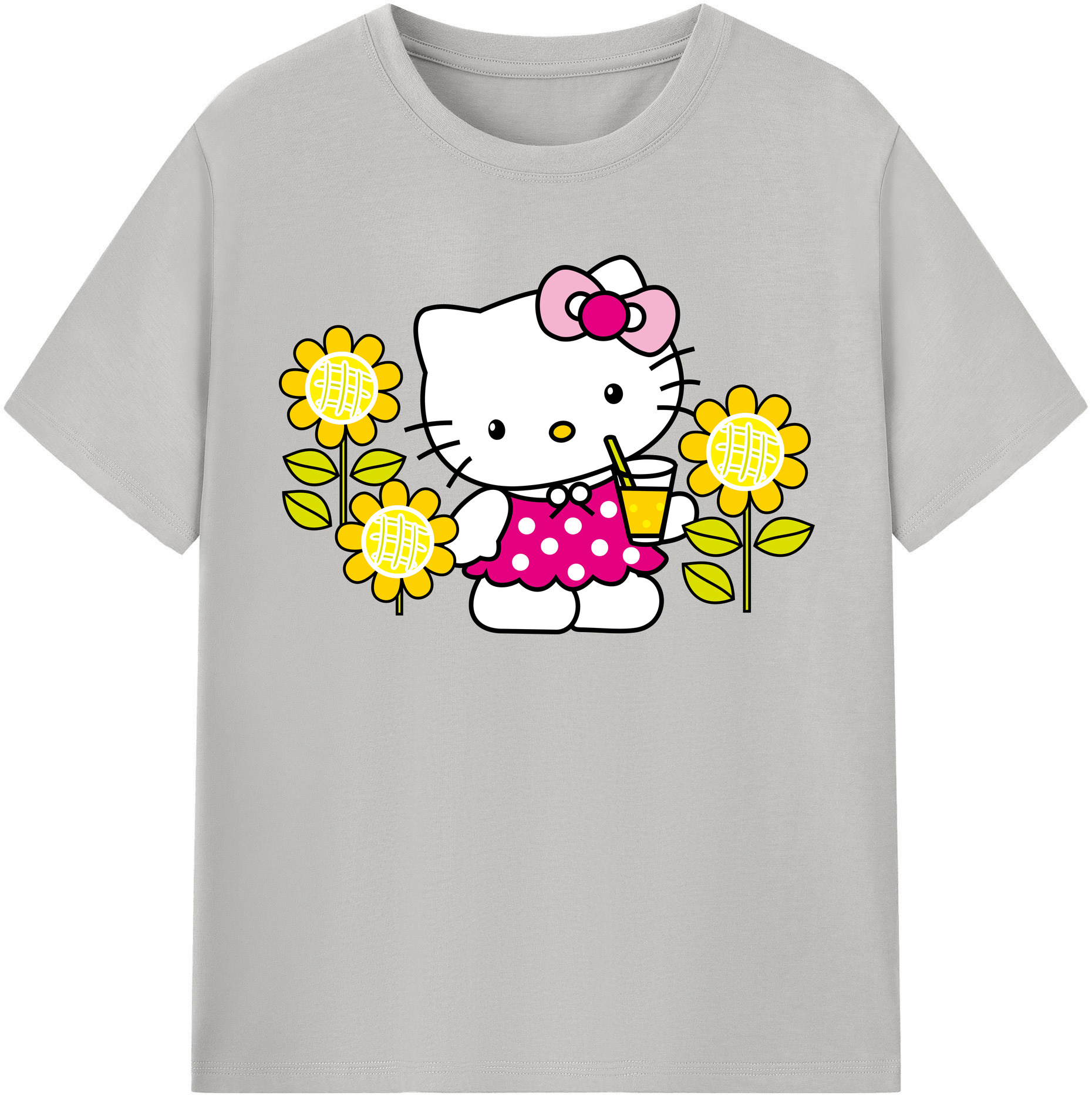 （画像用） Hello Kitty ハローキティ レディースカジュアルプリントTシャツ（綿100％）