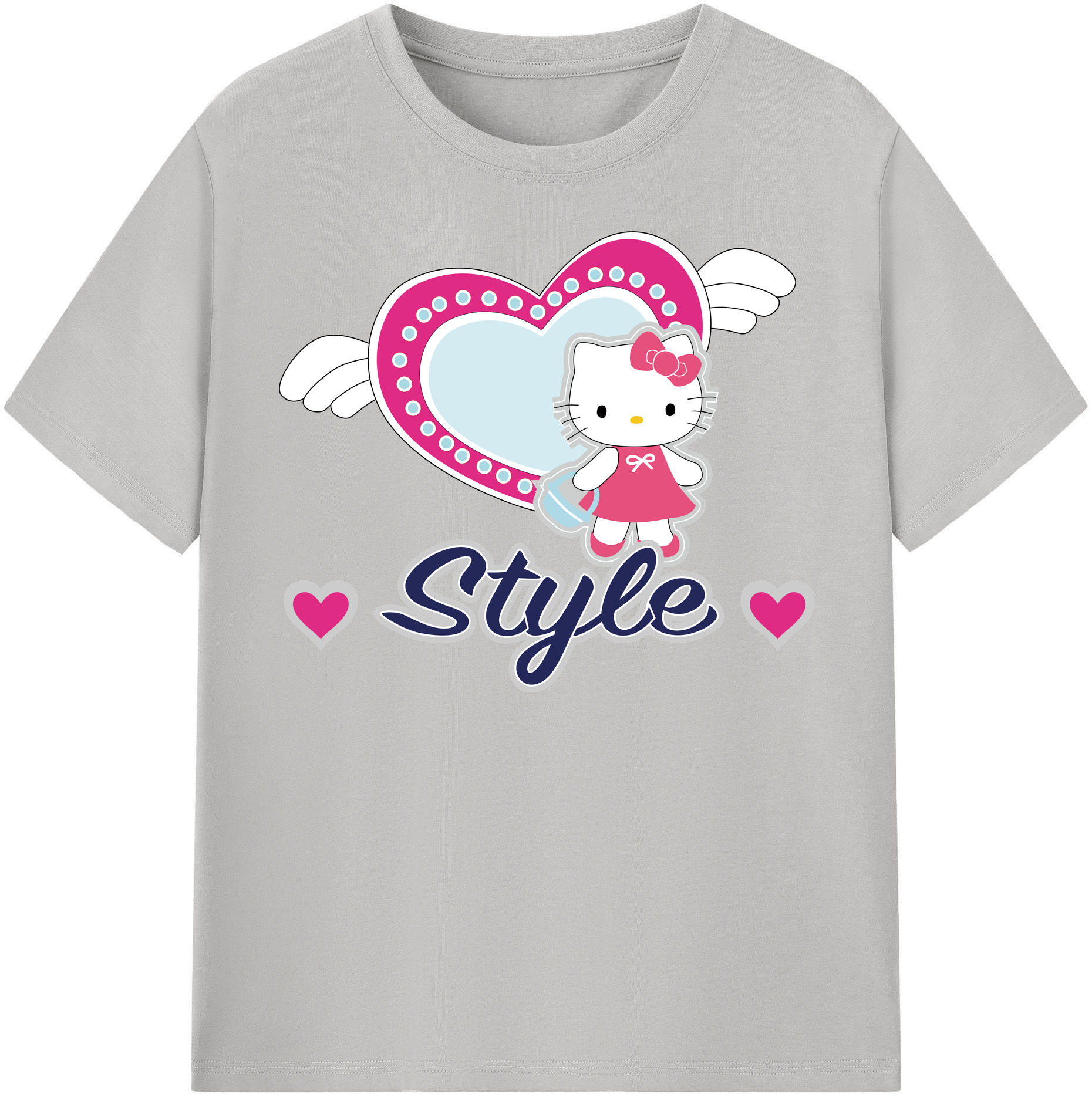 （画像用） Hello Kitty ハローキティ レディースカジュアルプリントTシャツ（綿100％）