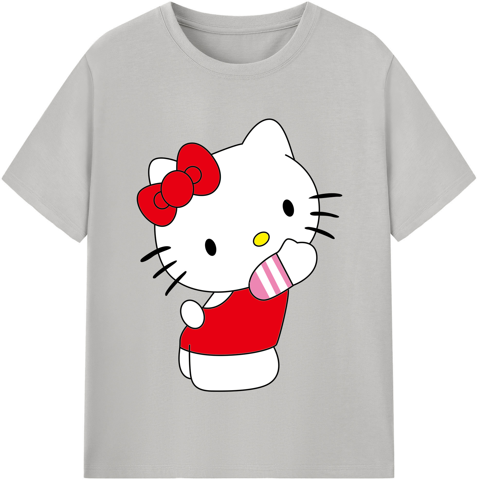 （画像用） Hello Kitty ハローキティ レディースカジュアルプリントTシャツ（綿100％）