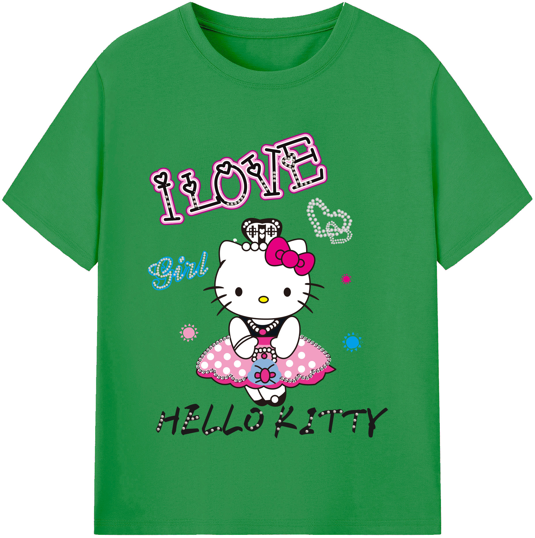 （画像用） Hello Kitty ハローキティ レディースカジュアルプリントTシャツ（綿100％）