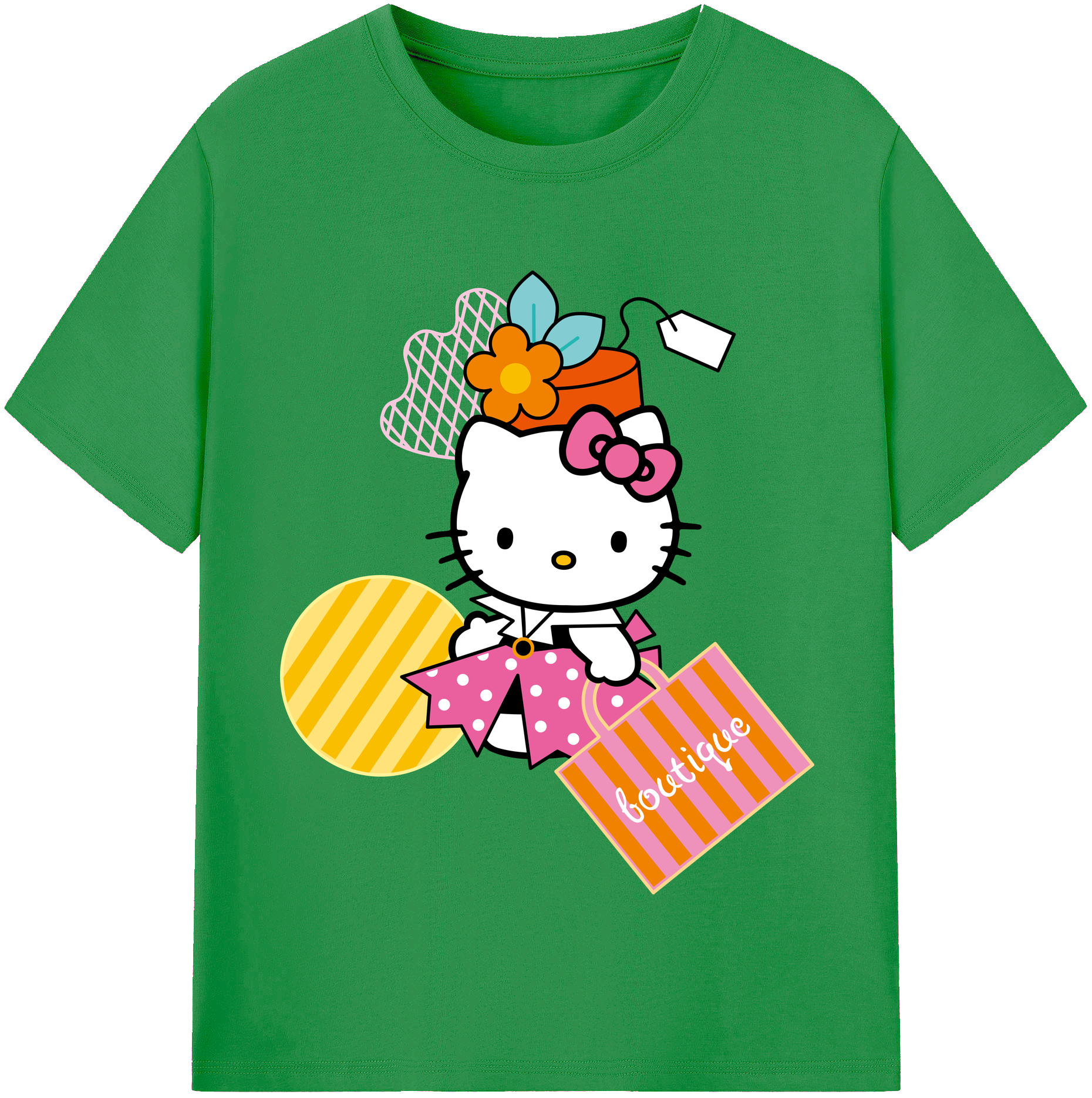 （画像用） Hello Kitty ハローキティ レディースカジュアルプリントTシャツ（綿100％）