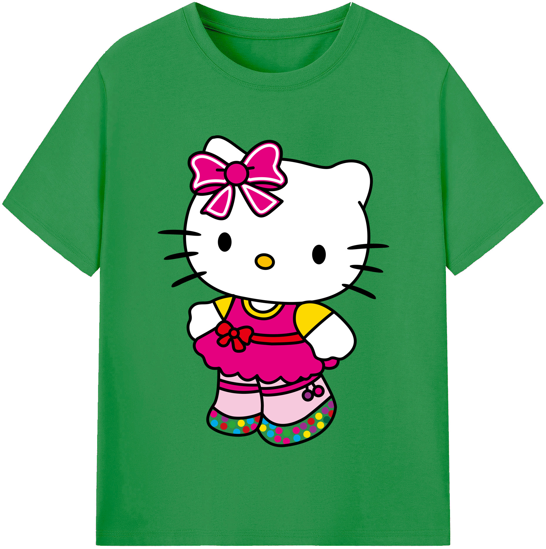 （画像用） Hello Kitty ハローキティ レディースカジュアルプリントTシャツ（綿100％）