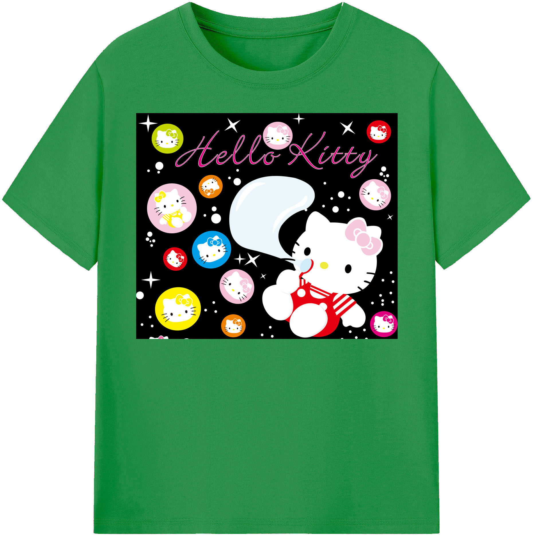 （画像用） Hello Kitty ハローキティ レディースカジュアルプリントTシャツ（綿100％）