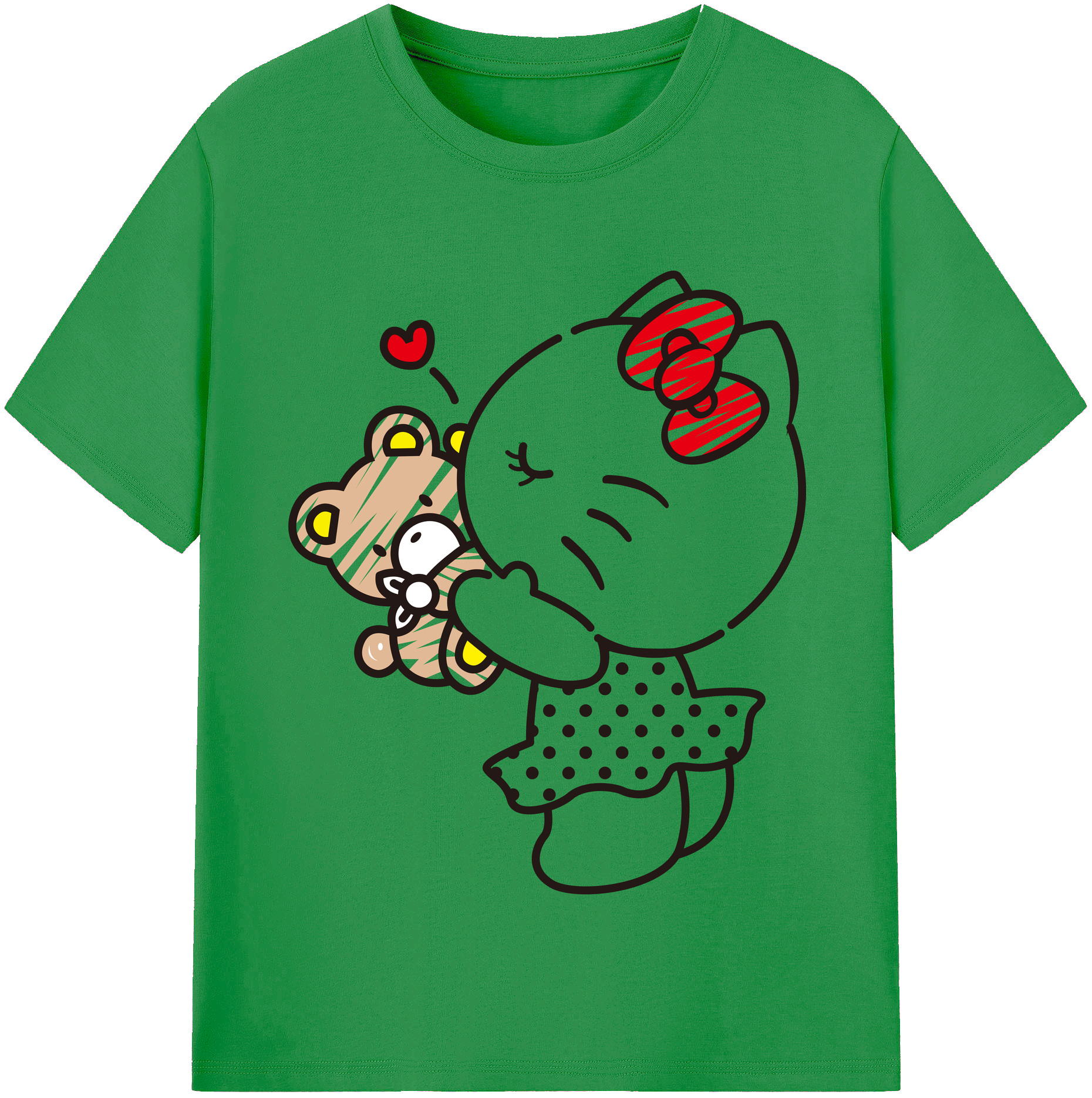 （画像用） Hello Kitty ハローキティ レディースカジュアルプリントTシャツ（綿100％）