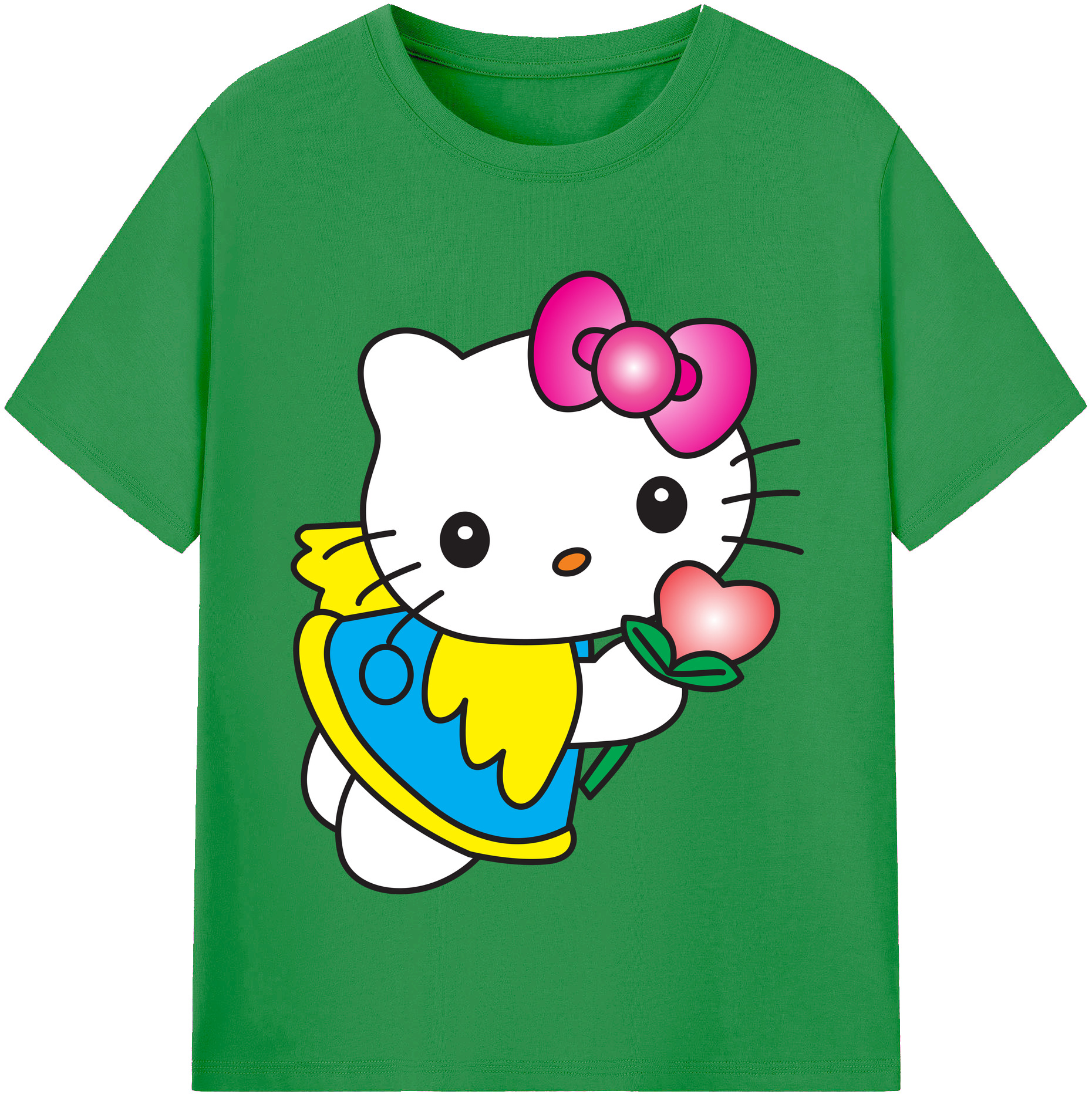 （画像用） Hello Kitty ハローキティ レディースカジュアルプリントTシャツ（綿100％）