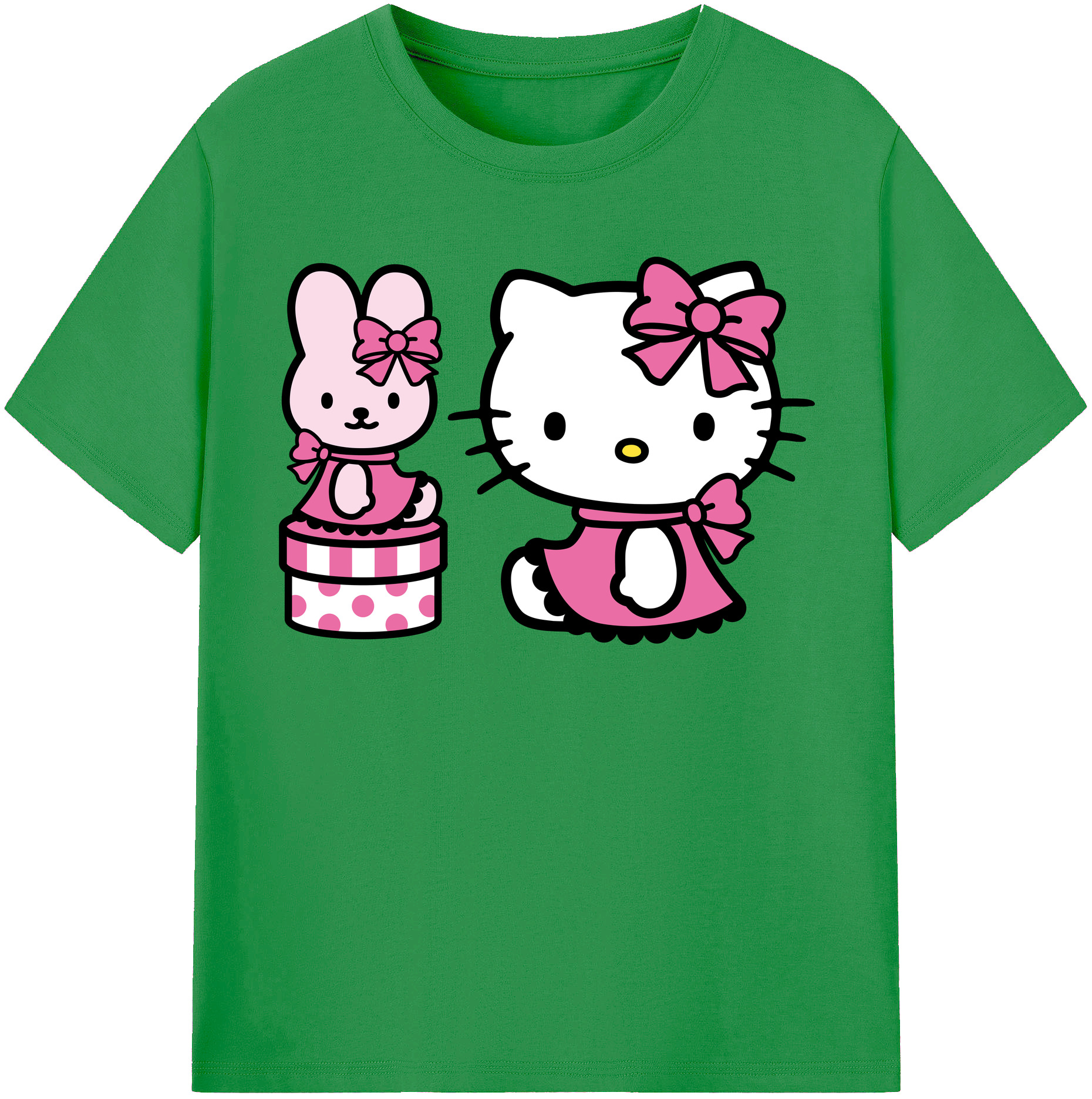 （画像用） Hello Kitty ハローキティ レディースカジュアルプリントTシャツ（綿100％）