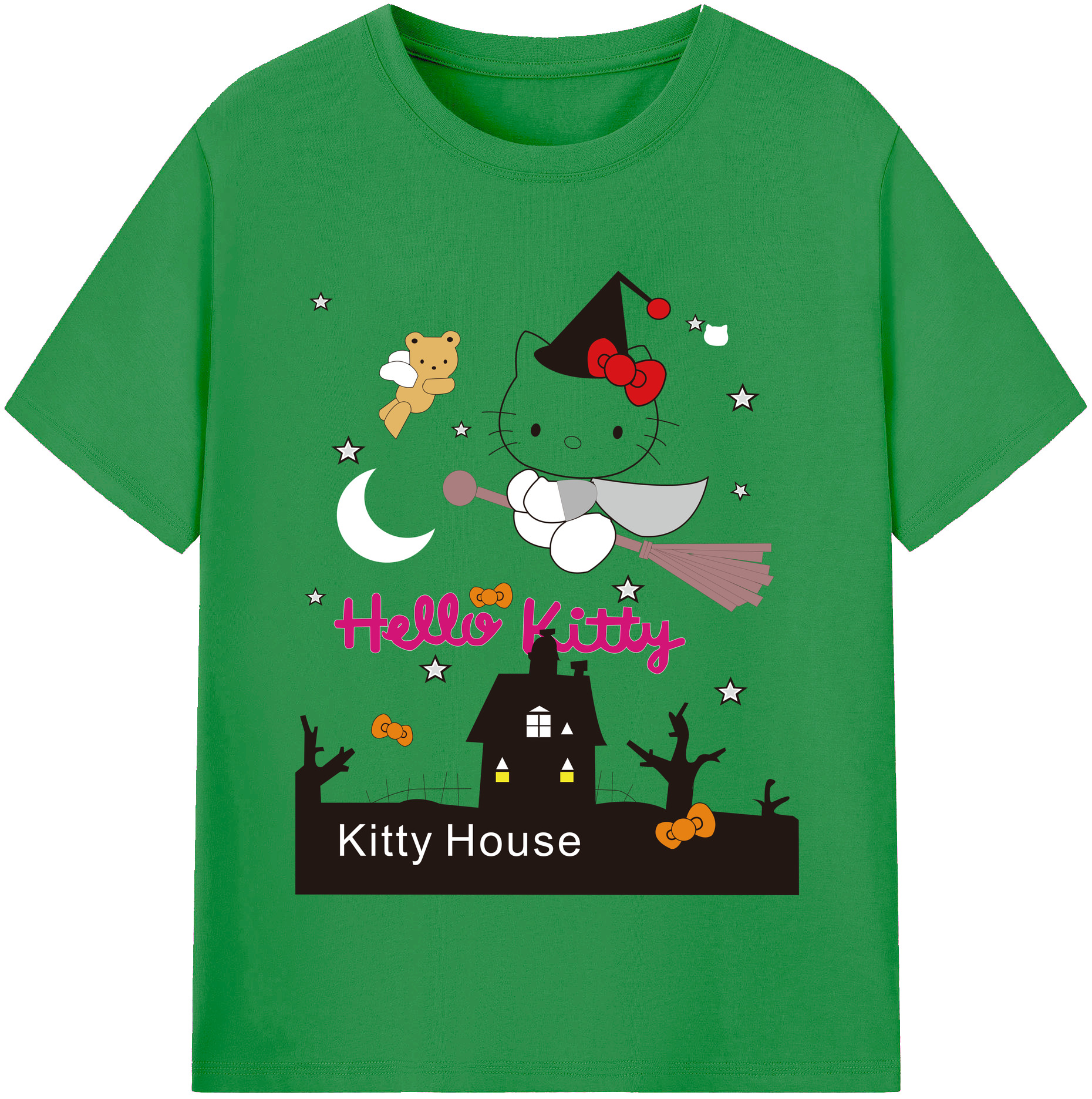 （画像用） Hello Kitty ハローキティ レディースカジュアルプリントTシャツ（綿100％）
