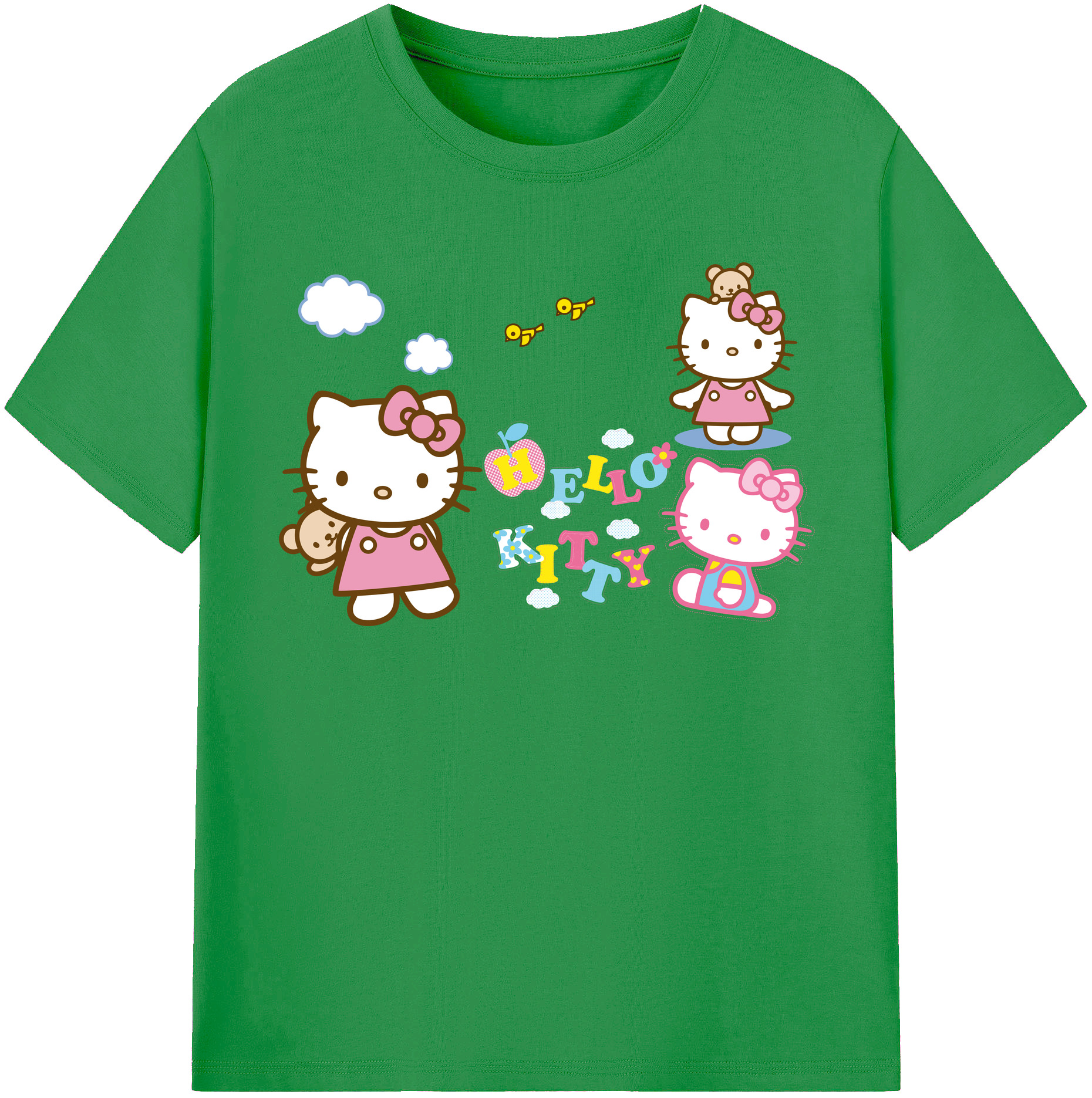（画像用） Hello Kitty ハローキティ レディースカジュアルプリントTシャツ（綿100％）