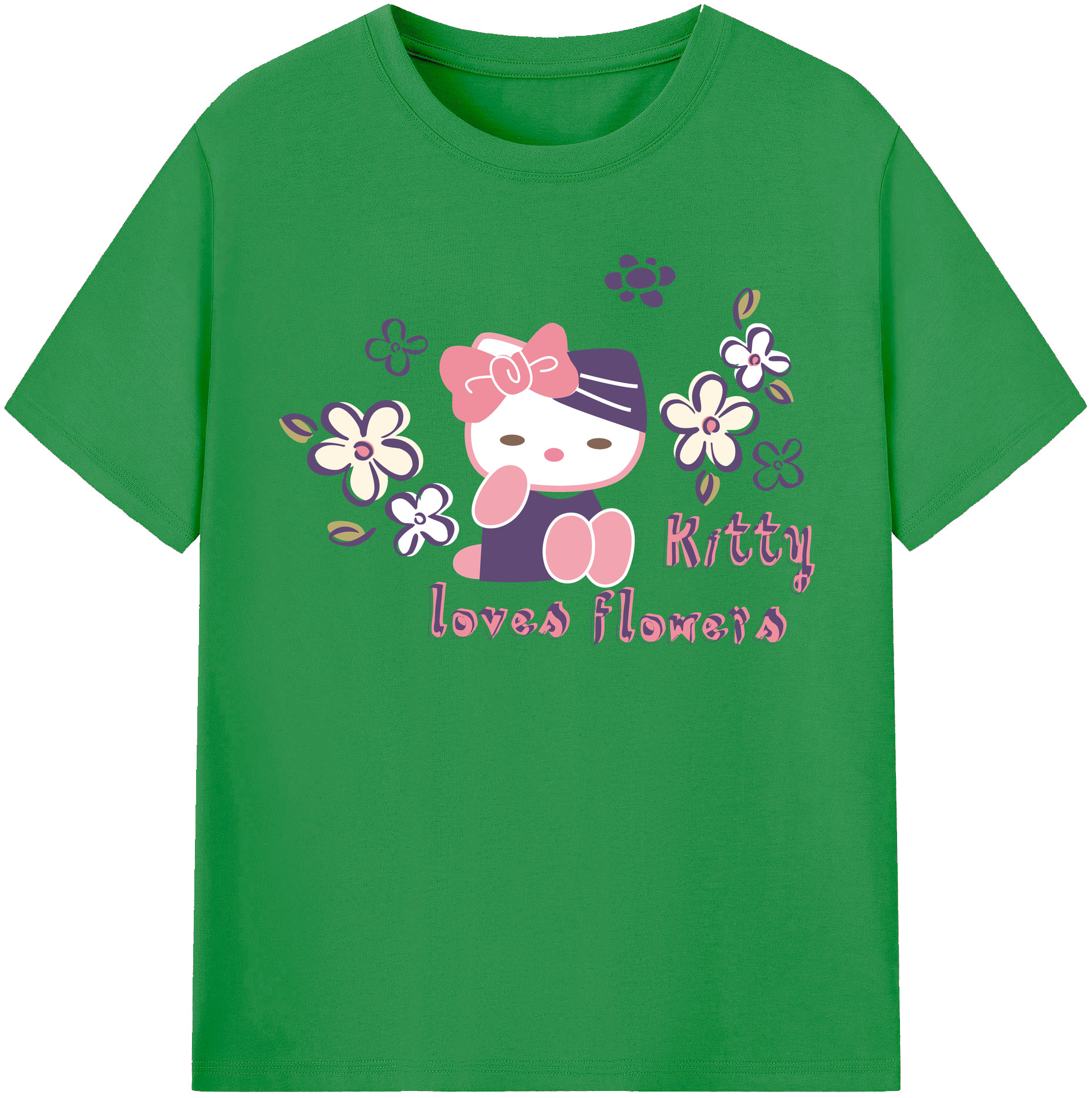 （画像用） Hello Kitty ハローキティ レディースカジュアルプリントTシャツ（綿100％）