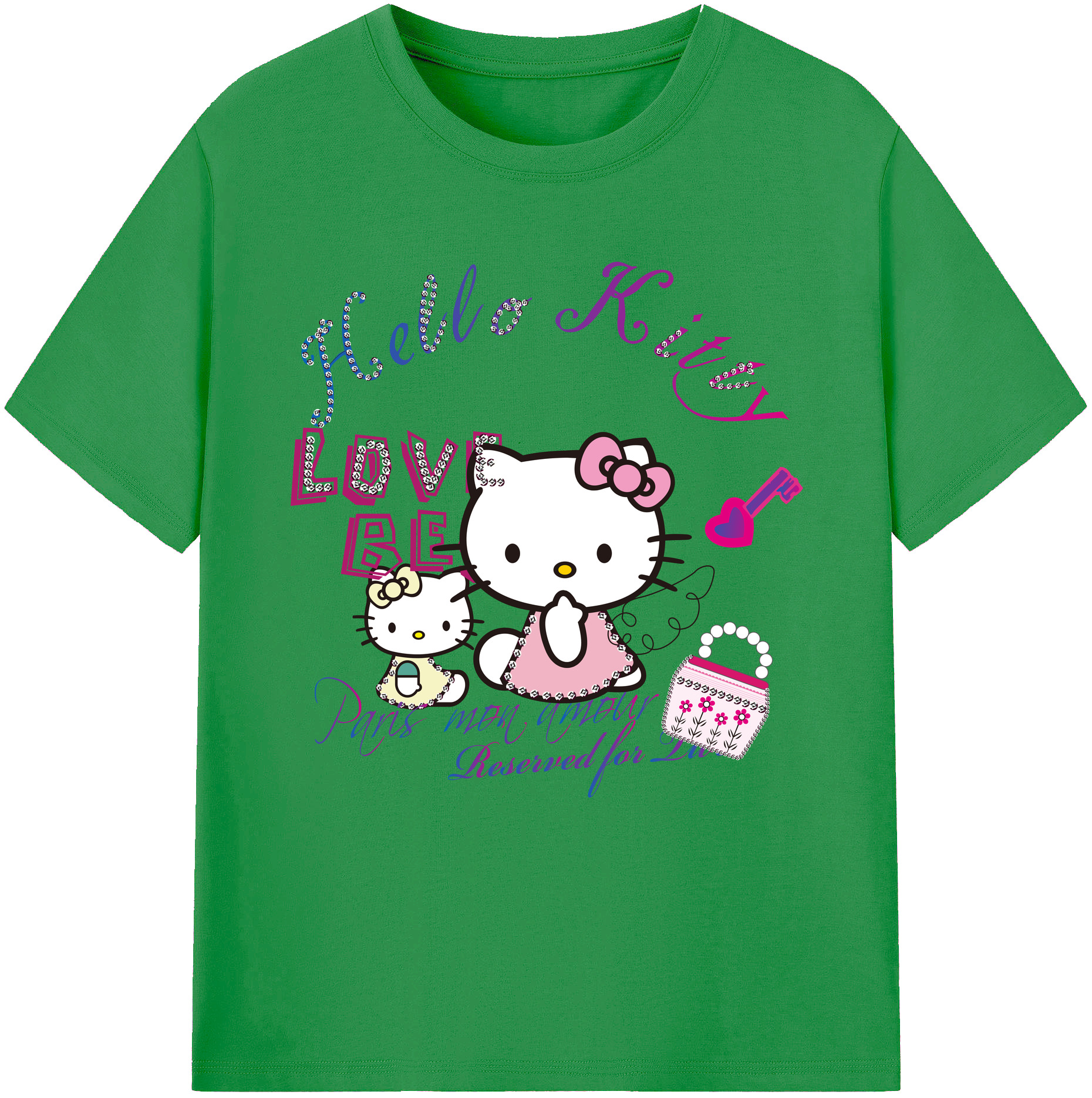 （画像用） Hello Kitty ハローキティ レディースカジュアルプリントTシャツ（綿100％）