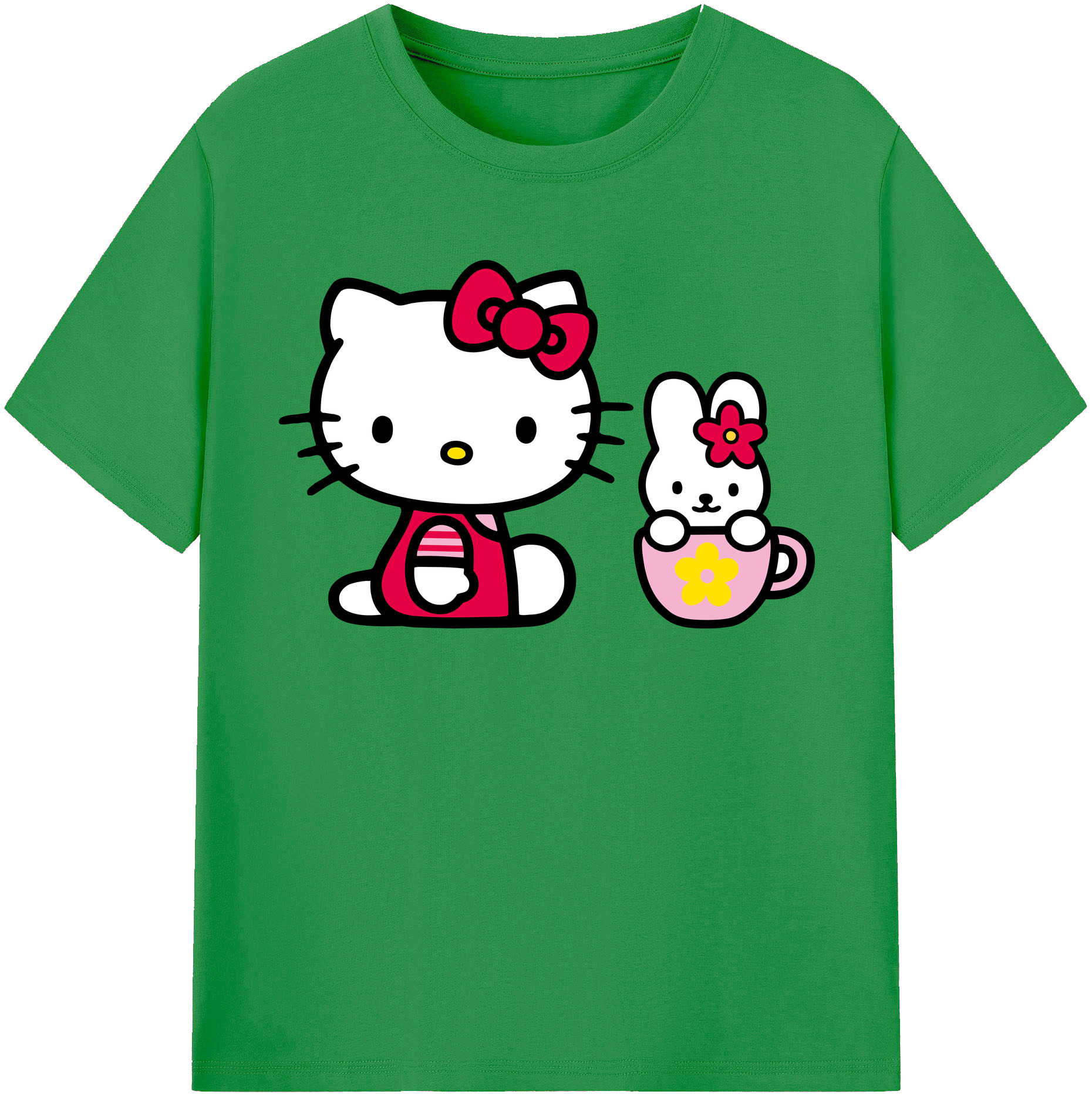 （画像用） Hello Kitty ハローキティ レディースカジュアルプリントTシャツ（綿100％）