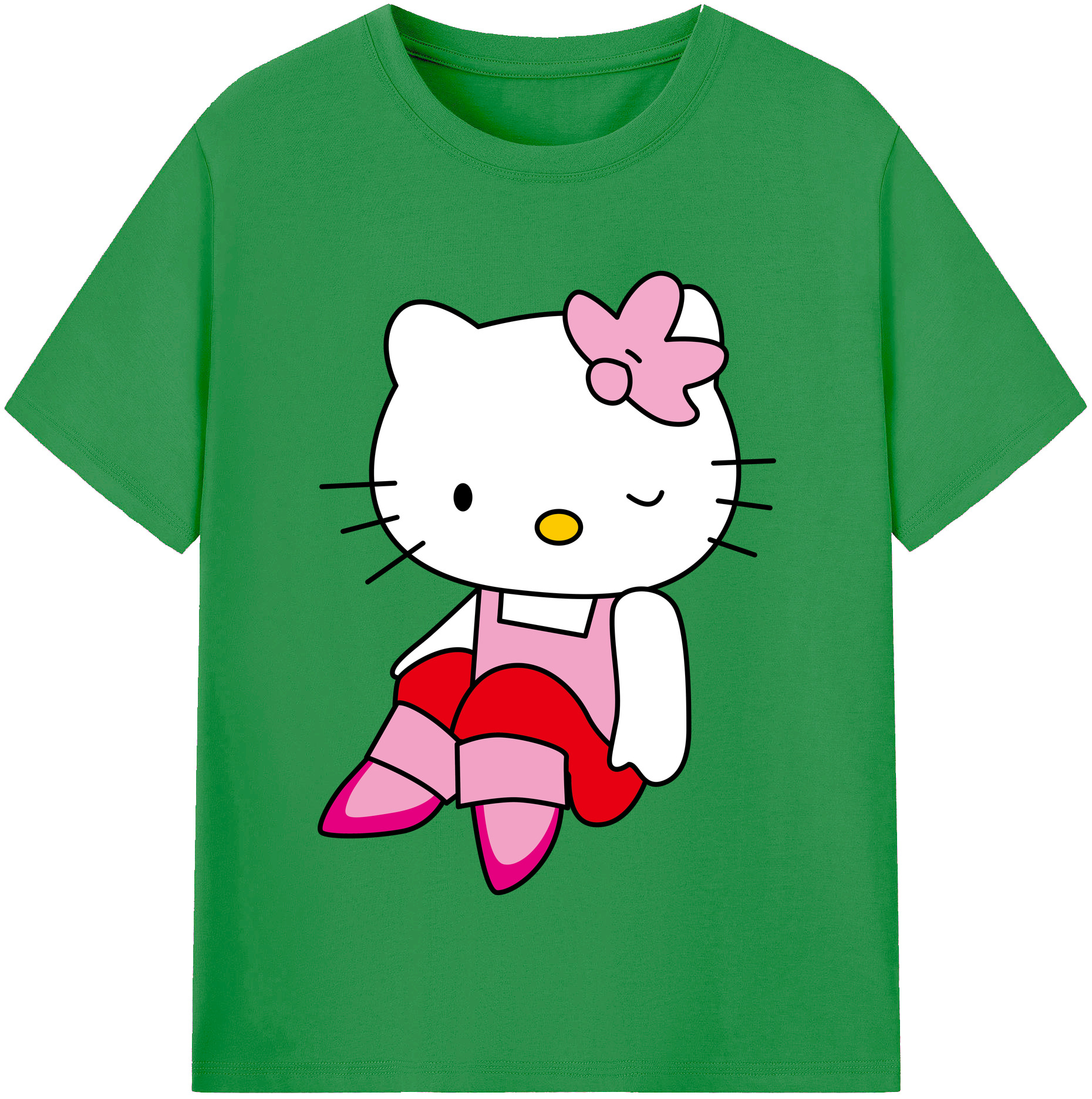 （画像用） Hello Kitty ハローキティ レディースカジュアルプリントTシャツ（綿100％）