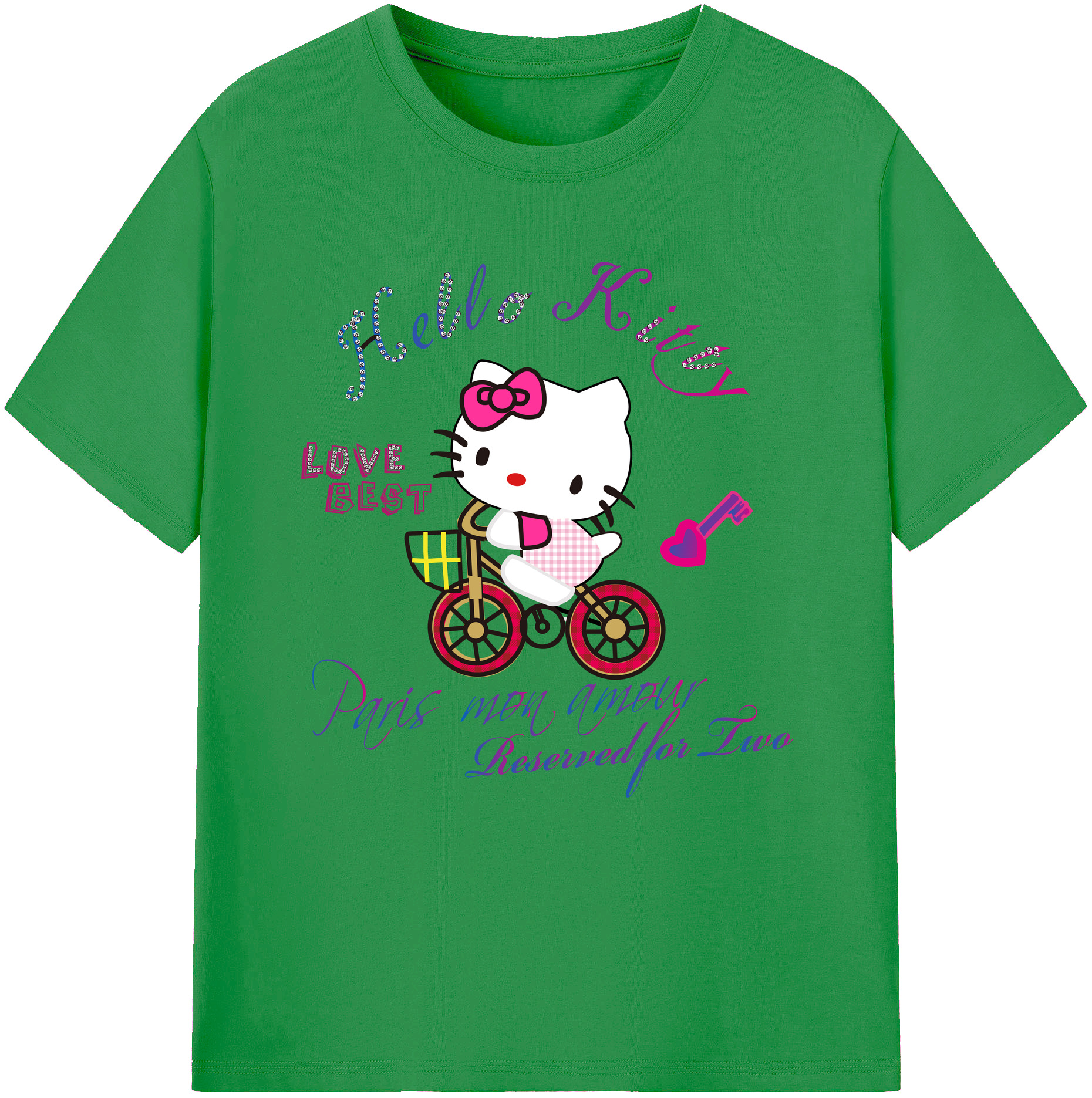 （画像用） Hello Kitty ハローキティ レディースカジュアルプリントTシャツ（綿100％）