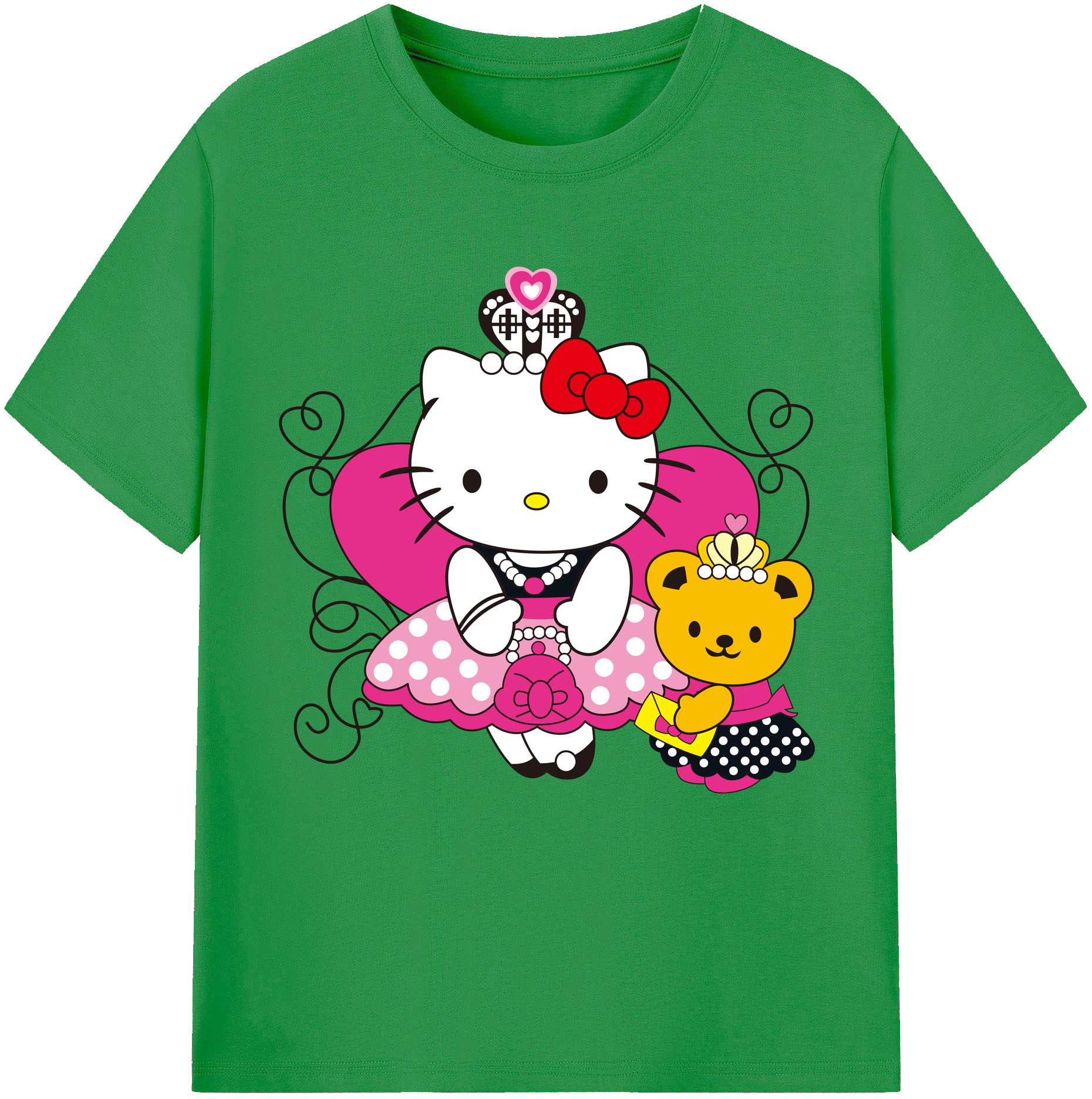 （画像用） Hello Kitty ハローキティ レディースカジュアルプリントTシャツ（綿100％）
