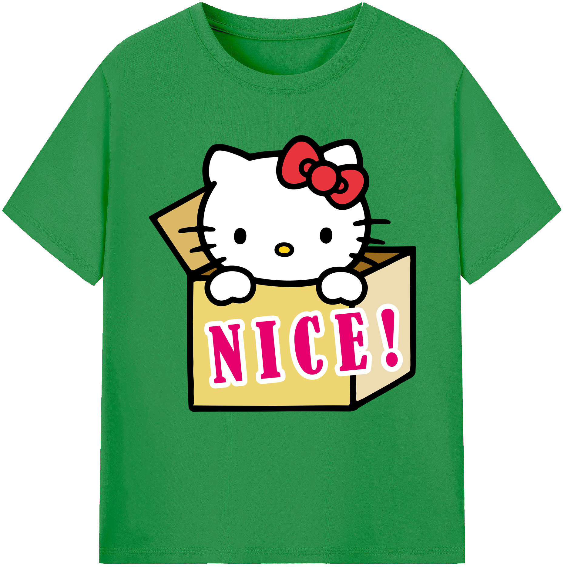 （画像用） Hello Kitty ハローキティ レディースカジュアルプリントTシャツ（綿100％）