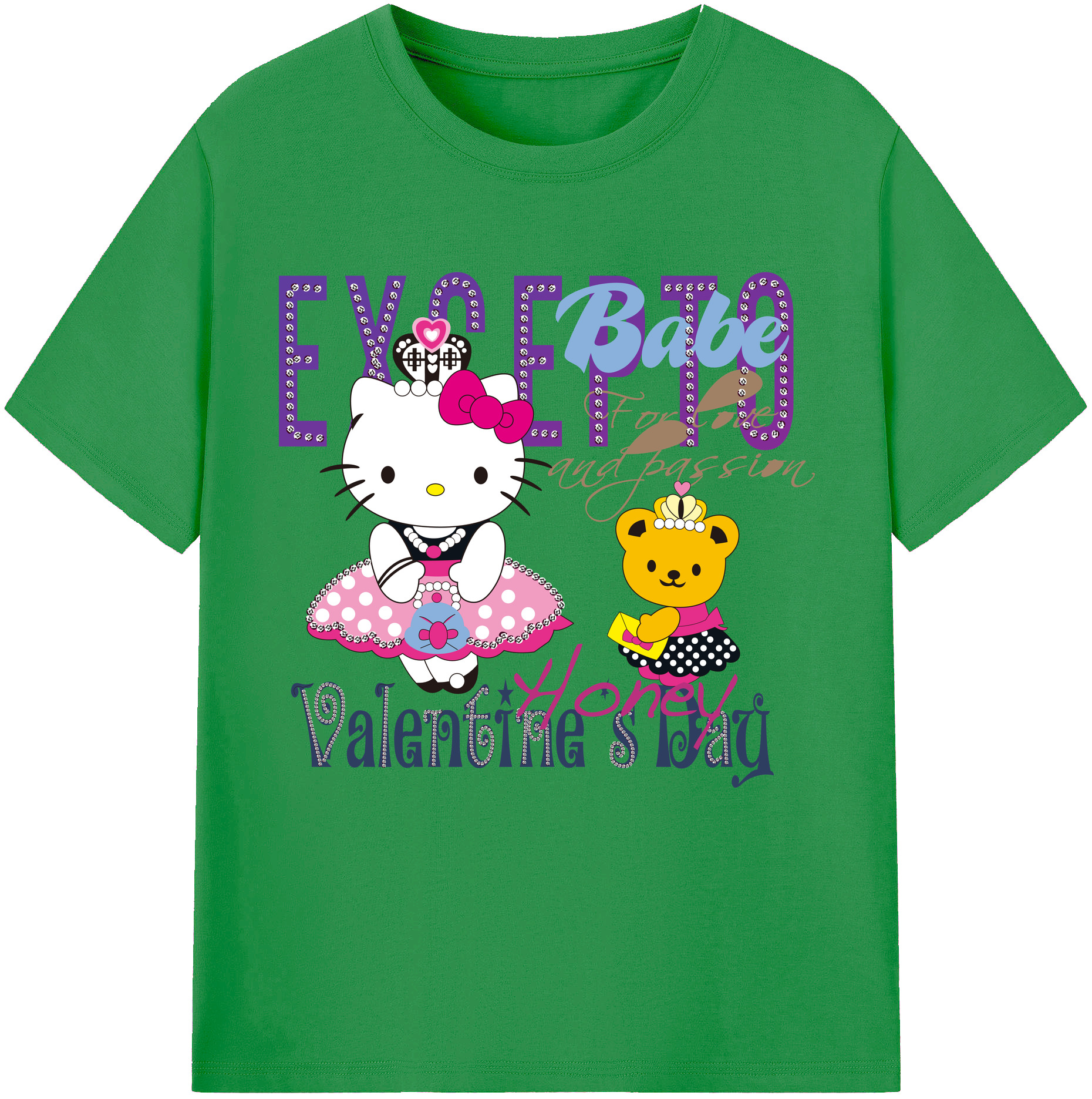 （画像用） Hello Kitty ハローキティ レディースカジュアルプリントTシャツ（綿100％）