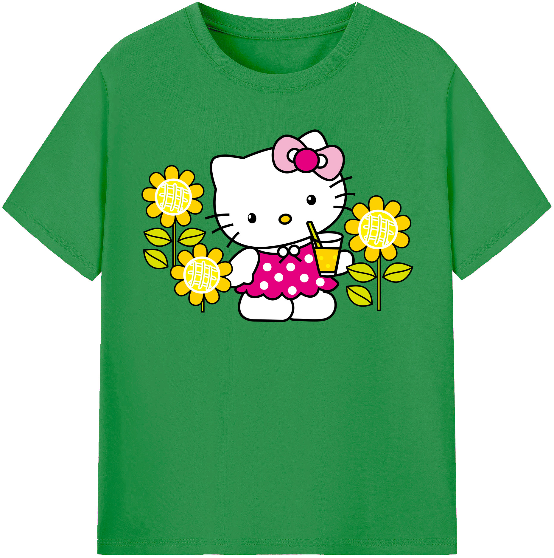 （画像用） Hello Kitty ハローキティ レディースカジュアルプリントTシャツ（綿100％）