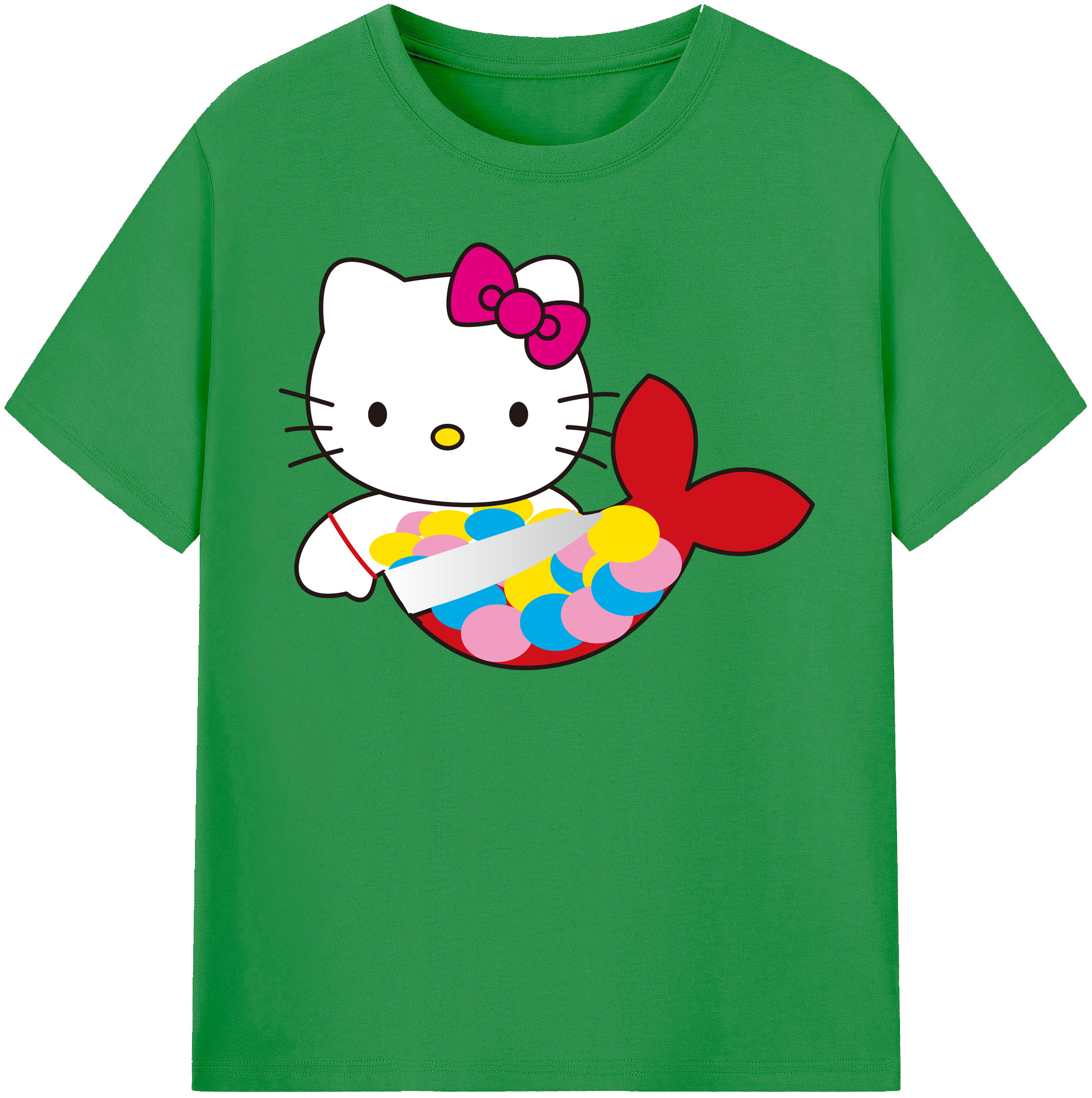 （画像用） Hello Kitty ハローキティ レディースカジュアルプリントTシャツ（綿100％）
