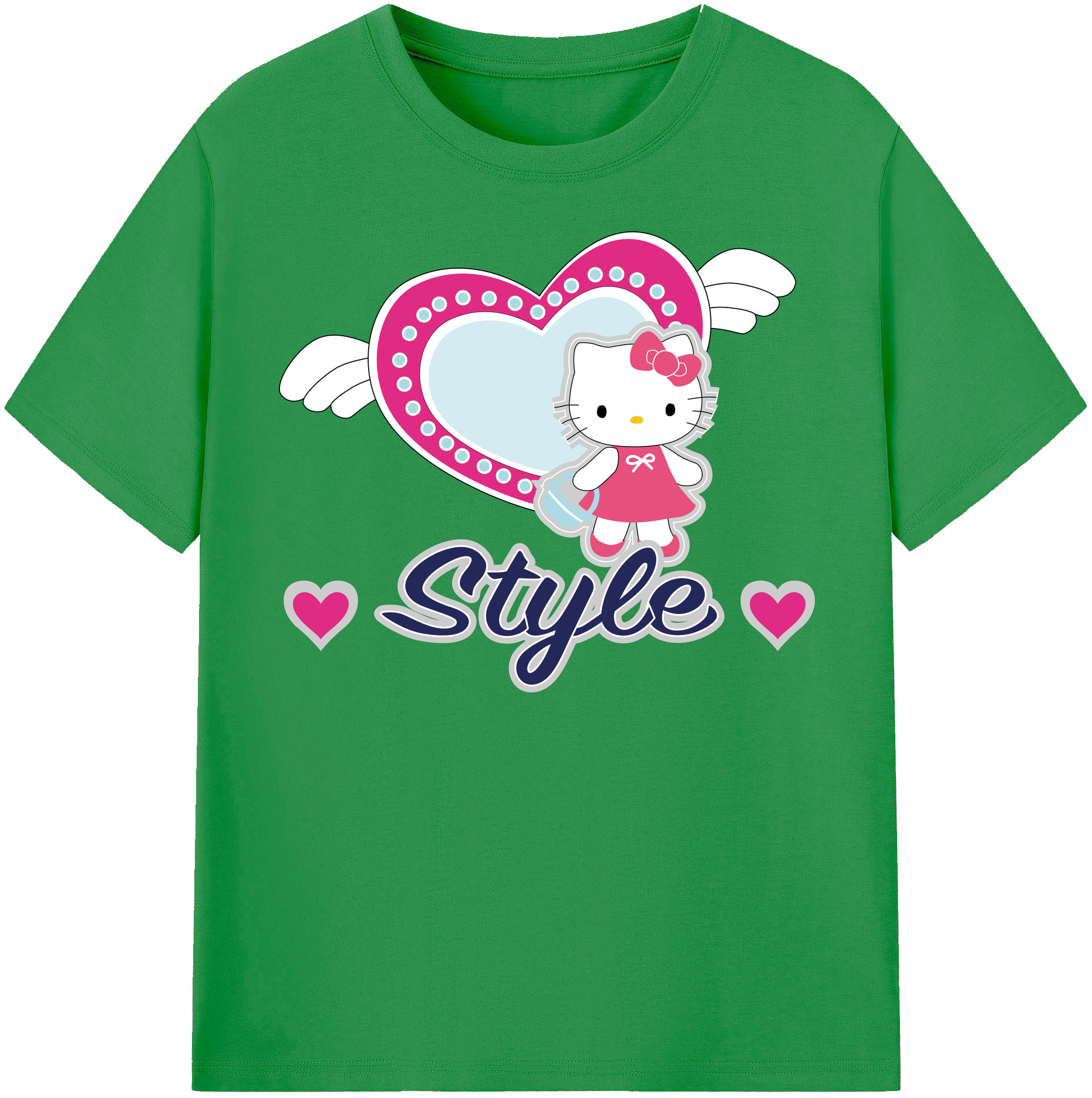 （画像用） Hello Kitty ハローキティ レディースカジュアルプリントTシャツ（綿100％）