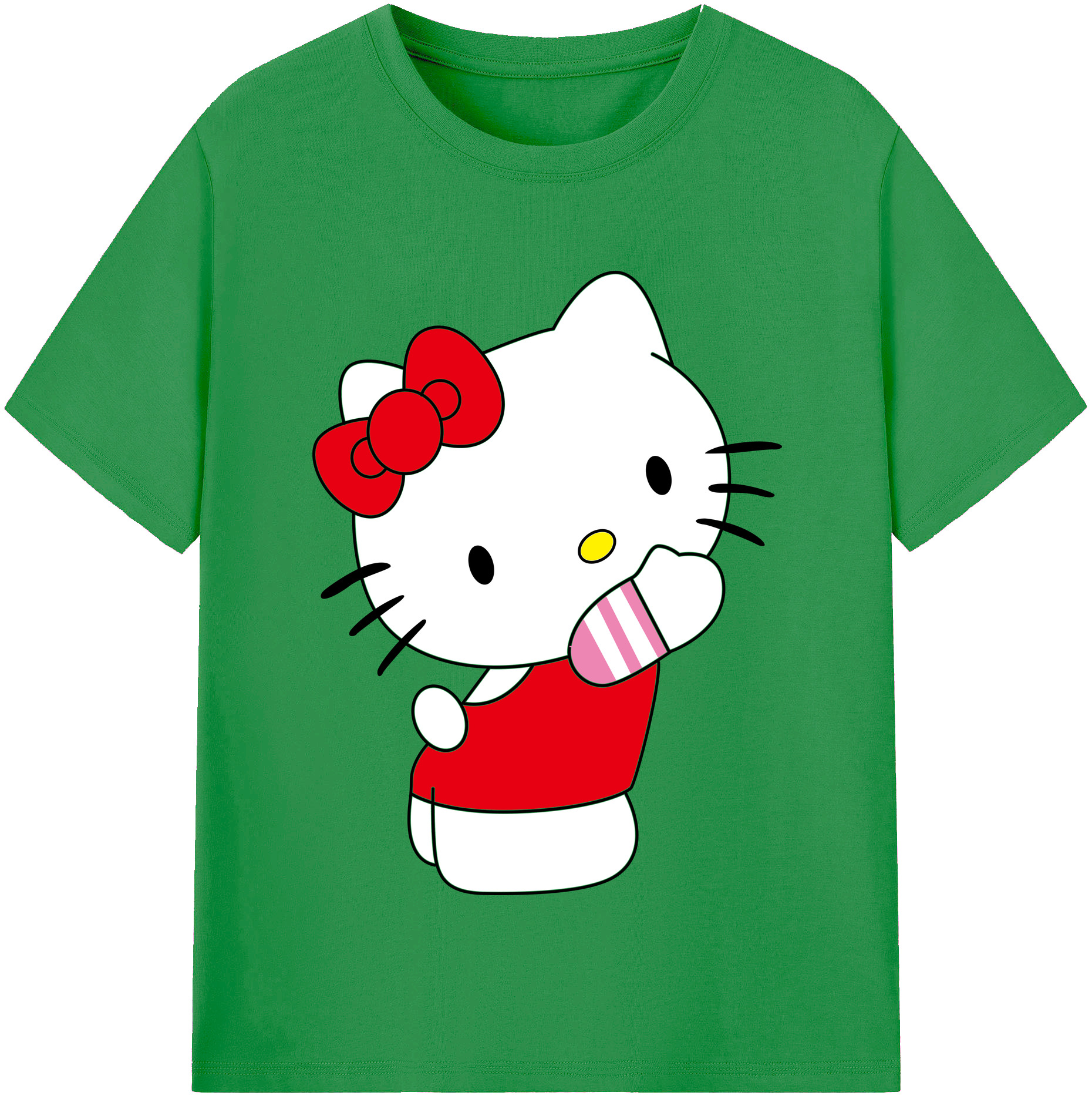 （画像用） Hello Kitty ハローキティ レディースカジュアルプリントTシャツ（綿100％）