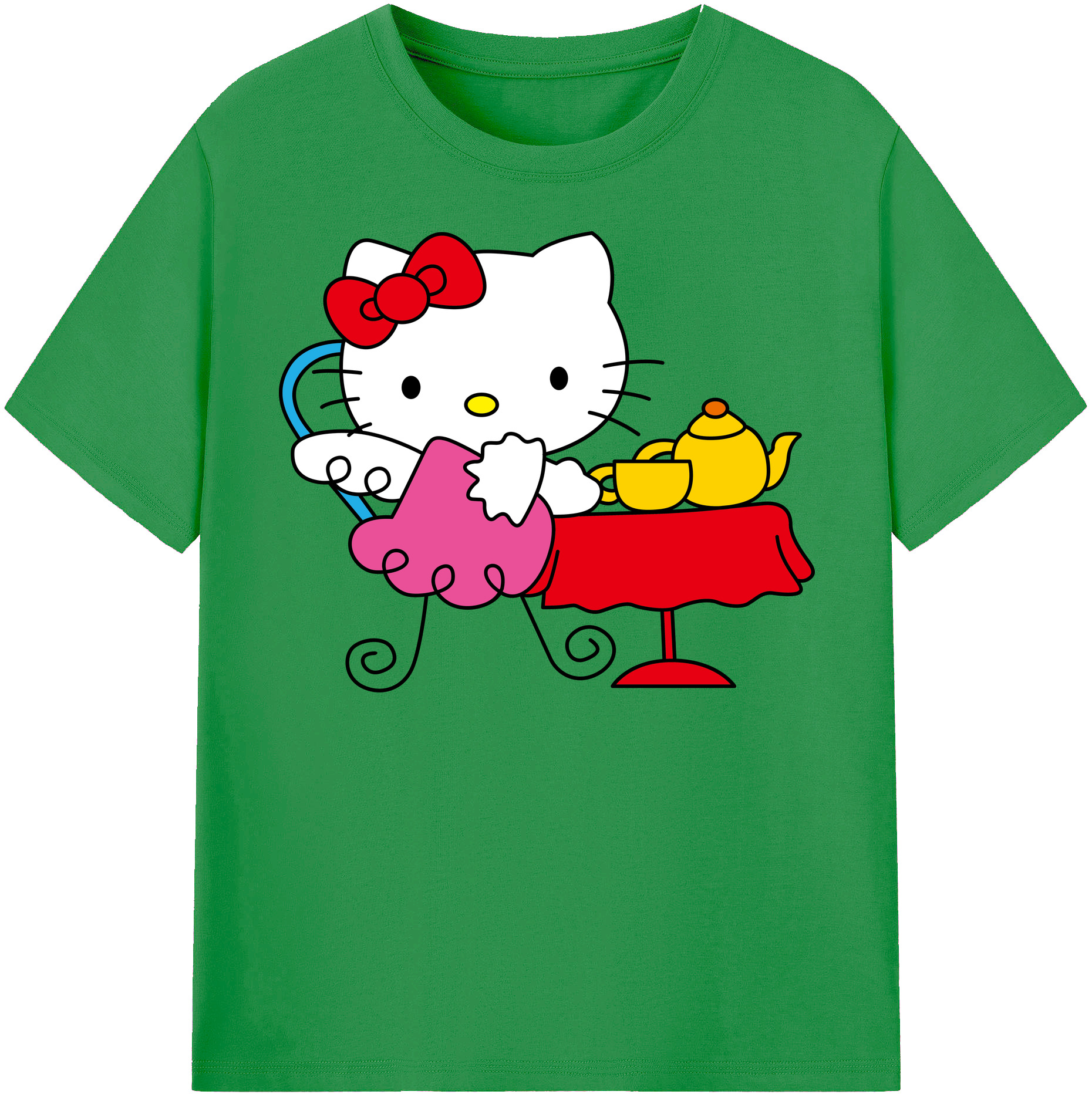 （画像用） Hello Kitty ハローキティ レディースカジュアルプリントTシャツ（綿100％）