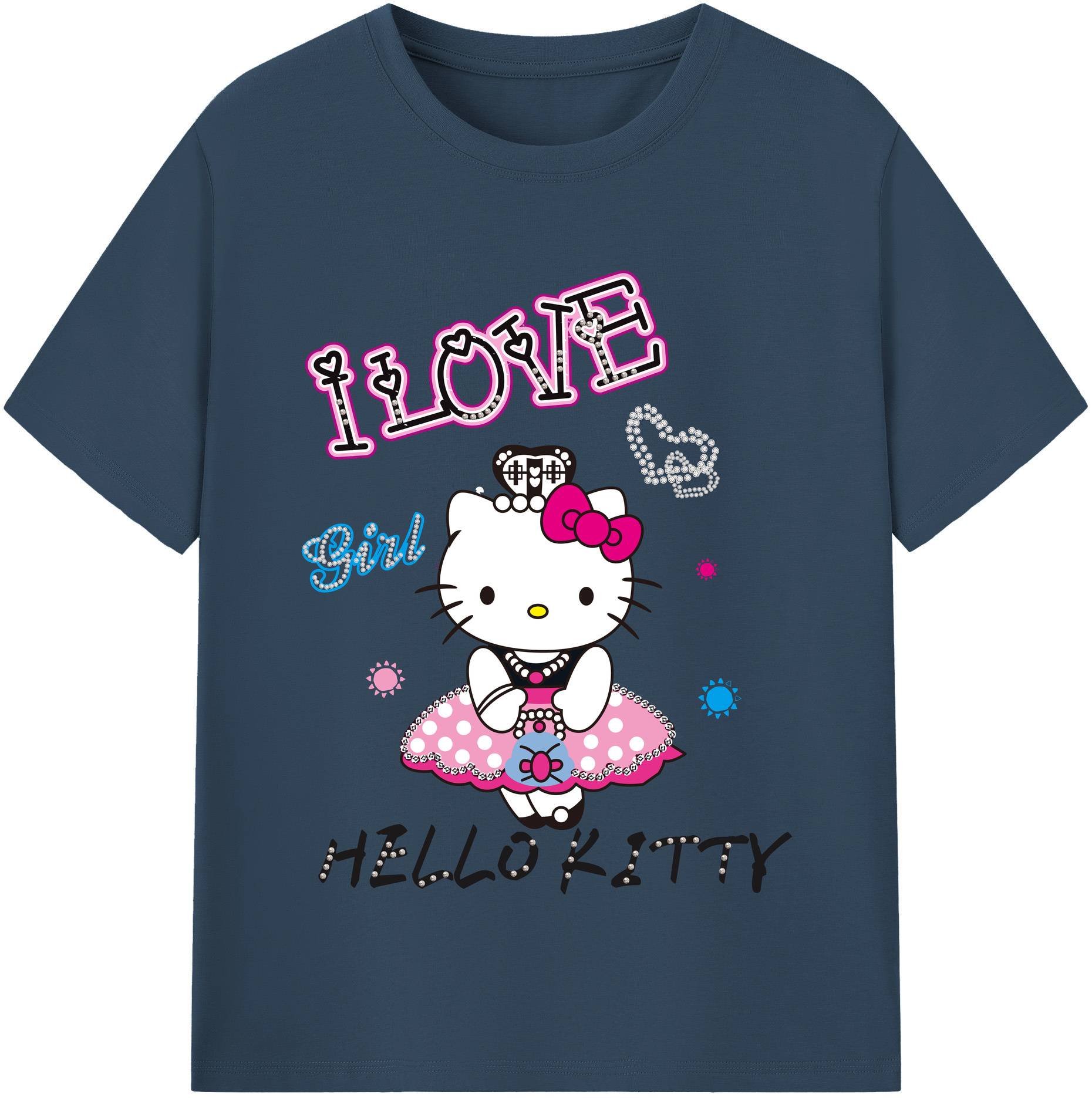 （画像用） Hello Kitty ハローキティ レディースカジュアルプリントTシャツ（綿100％）