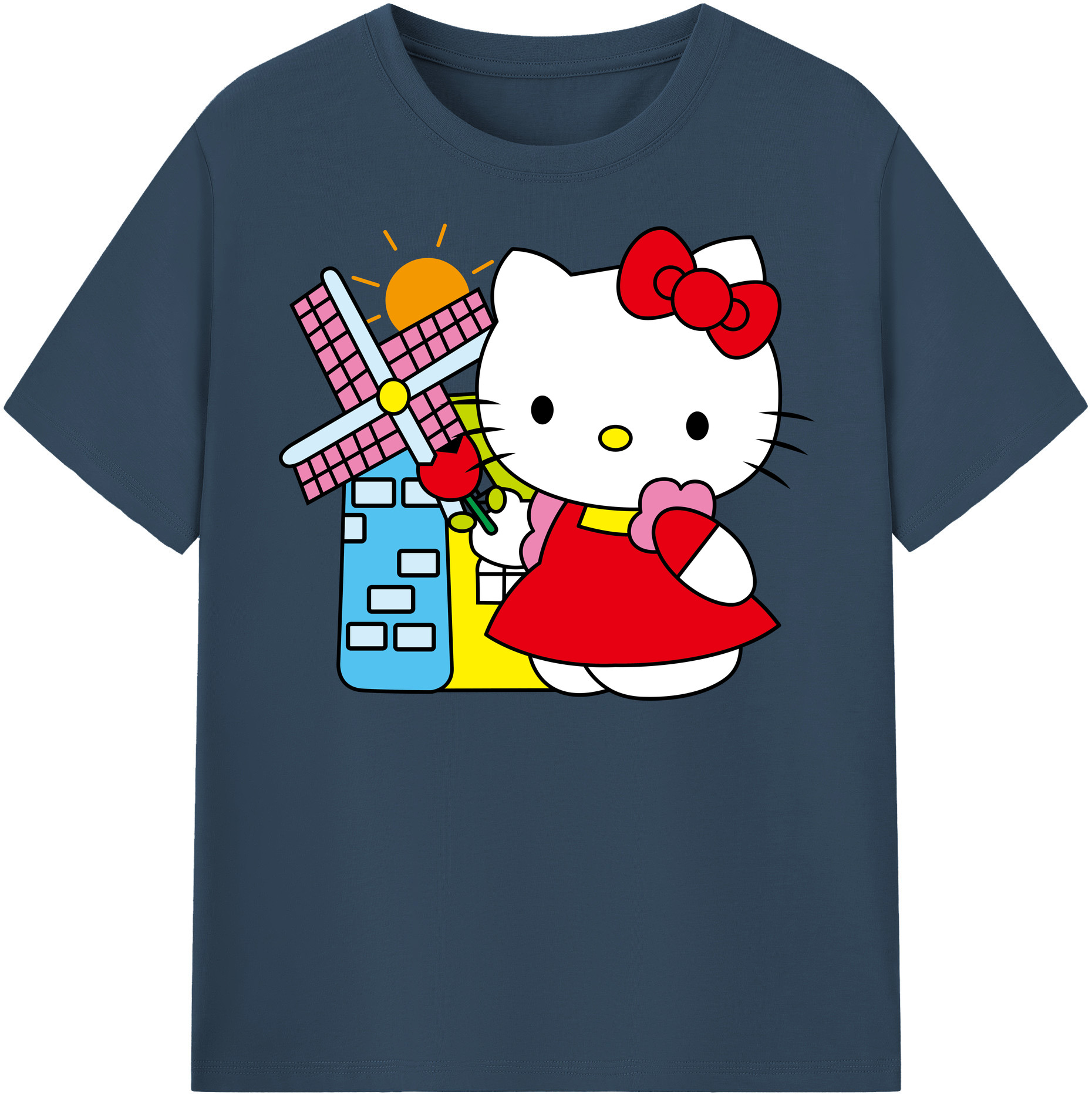 （画像用） Hello Kitty ハローキティ レディースカジュアルプリントTシャツ（綿100％）