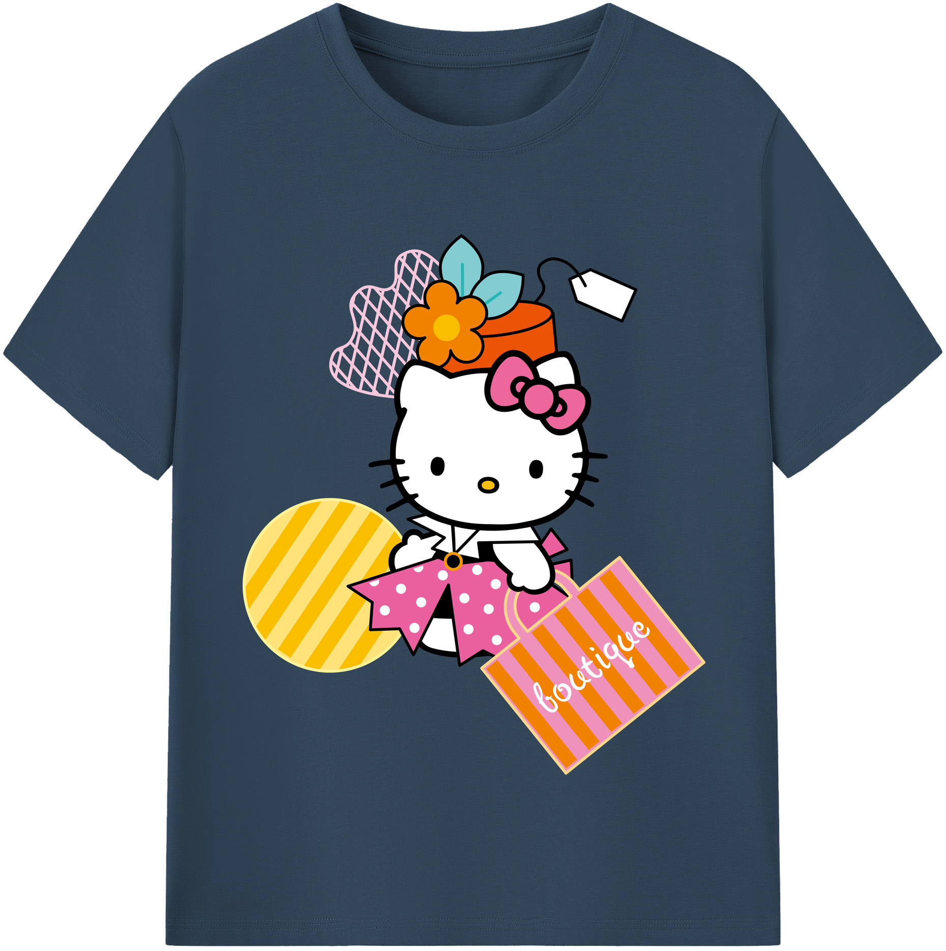 （画像用） Hello Kitty ハローキティ レディースカジュアルプリントTシャツ（綿100％）