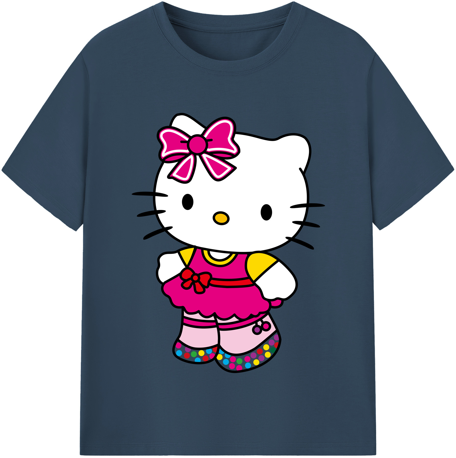 （画像用） Hello Kitty ハローキティ レディースカジュアルプリントTシャツ（綿100％）